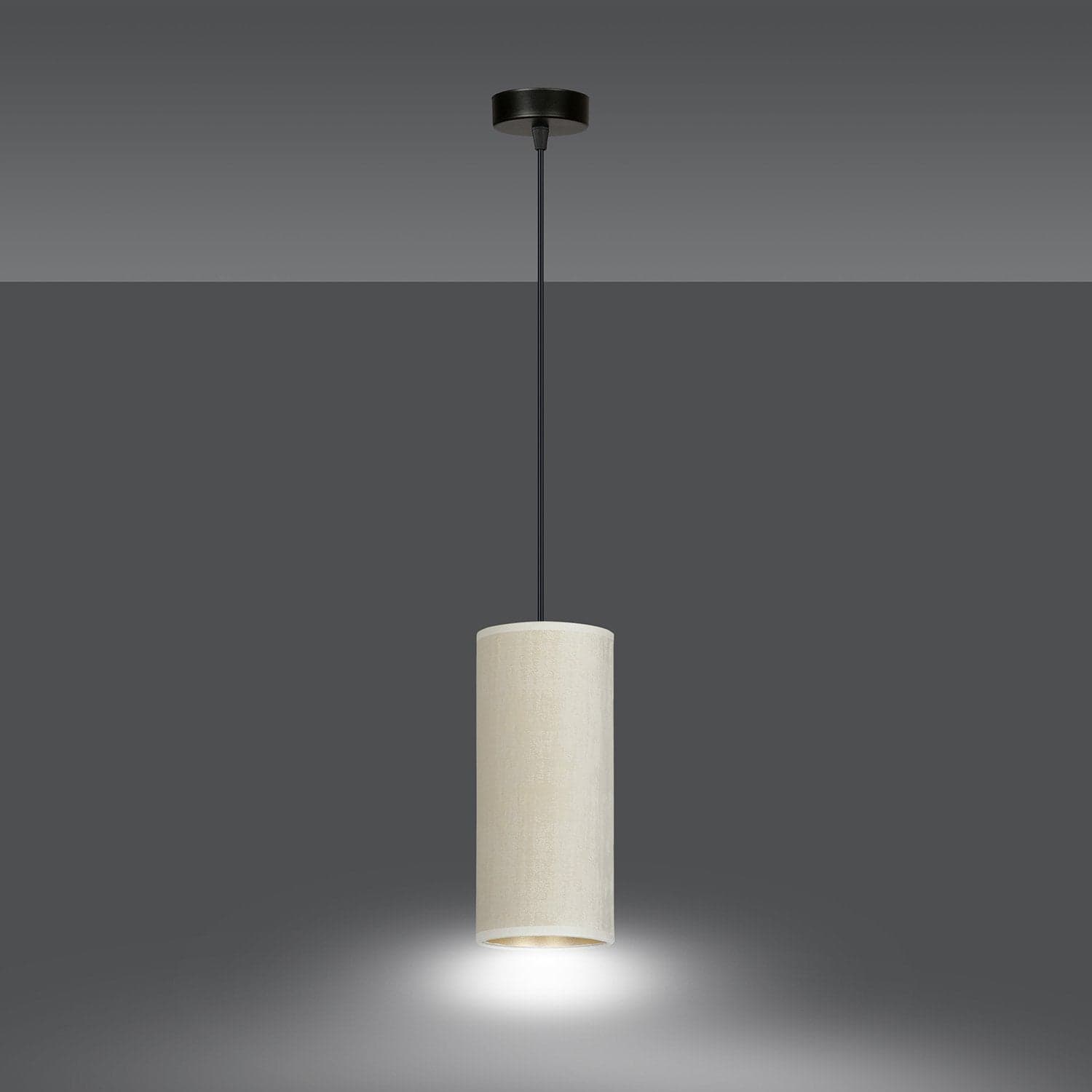 Sospensione 1 Luce Bente In Acciaio Nero E Paralume Bianco E Oro in Lampade a sospensione LuceArt - Montecorvino Pugliano, commercioVirtuoso.it