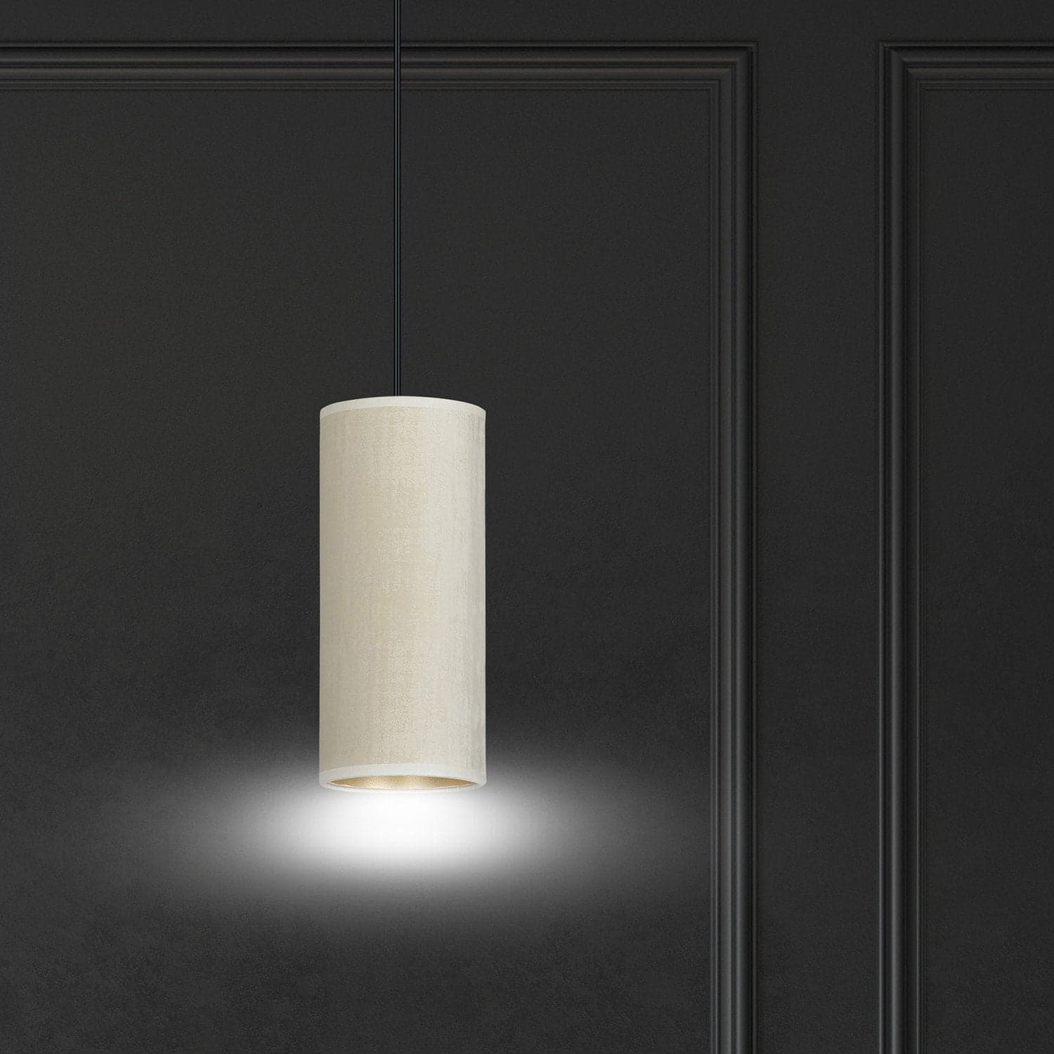 Sospensione 1 Luce Bente In Acciaio Nero E Paralume Bianco E Oro in Lampade a sospensione LuceArt - Montecorvino Pugliano, commercioVirtuoso.it