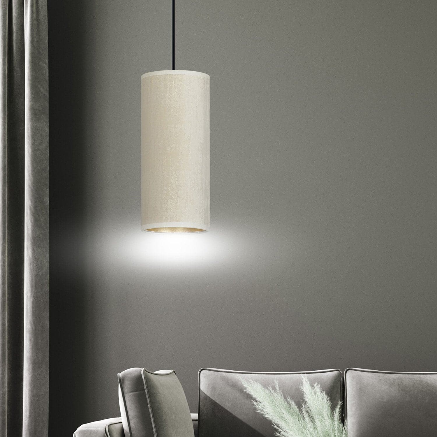 Sospensione 1 Luce Bente In Acciaio Nero E Paralume Bianco E Oro in Lampade a sospensione LuceArt - Montecorvino Pugliano, commercioVirtuoso.it