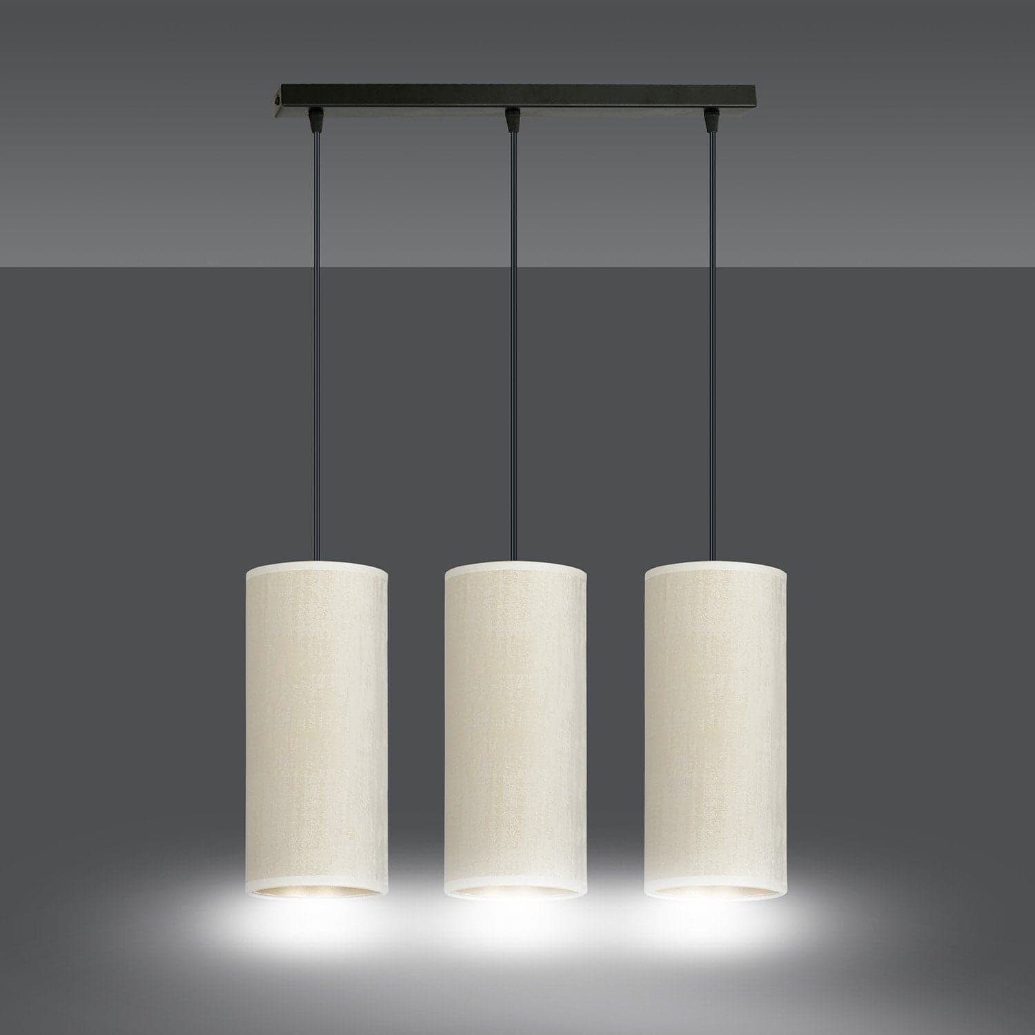 Sospensione 3 Luci Bente In Acciaio Nero E Paralumi Bianco E Oro in Lampade a sospensione LuceArt - Montecorvino Pugliano, commercioVirtuoso.it