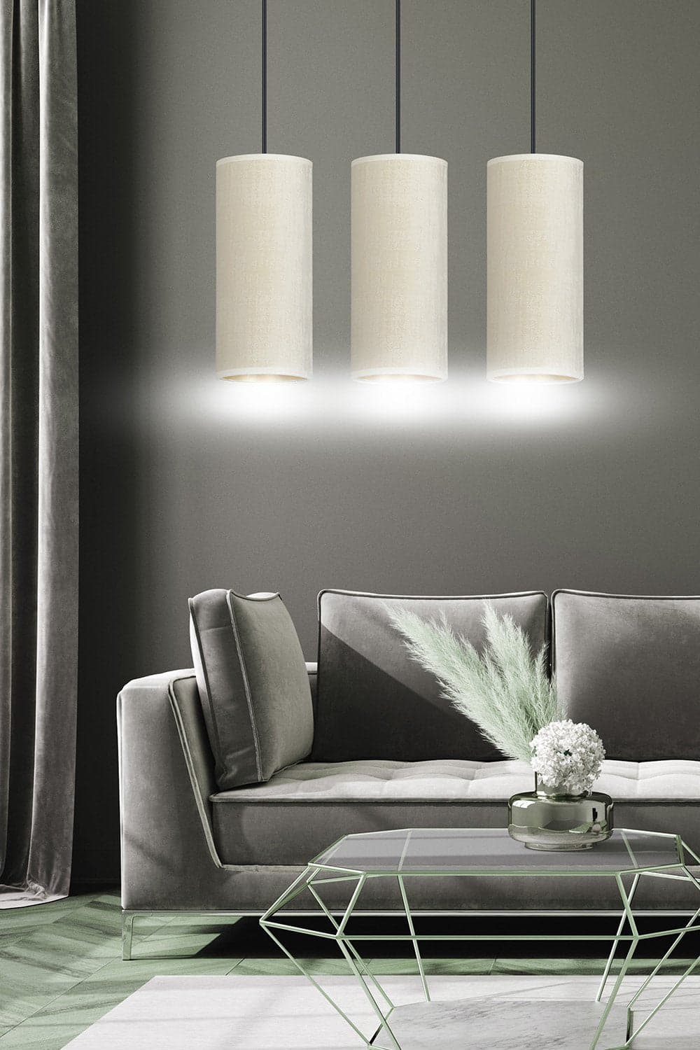 Sospensione 3 Luci Bente In Acciaio Nero E Paralumi Bianco E Oro in Lampade a sospensione LuceArt - Montecorvino Pugliano, commercioVirtuoso.it