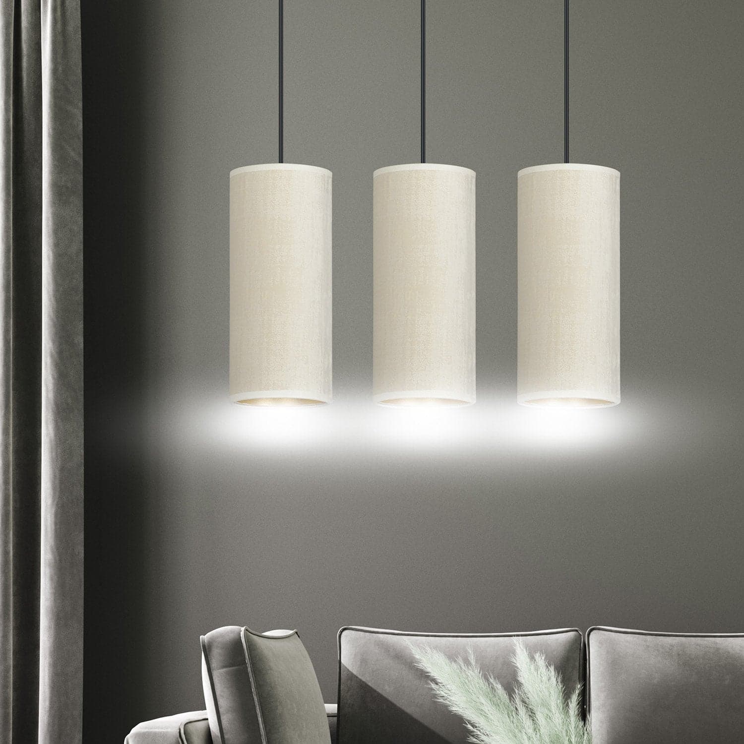 Sospensione 3 Luci Bente In Acciaio Nero E Paralumi Bianco E Oro in Lampade a sospensione LuceArt - Montecorvino Pugliano, commercioVirtuoso.it