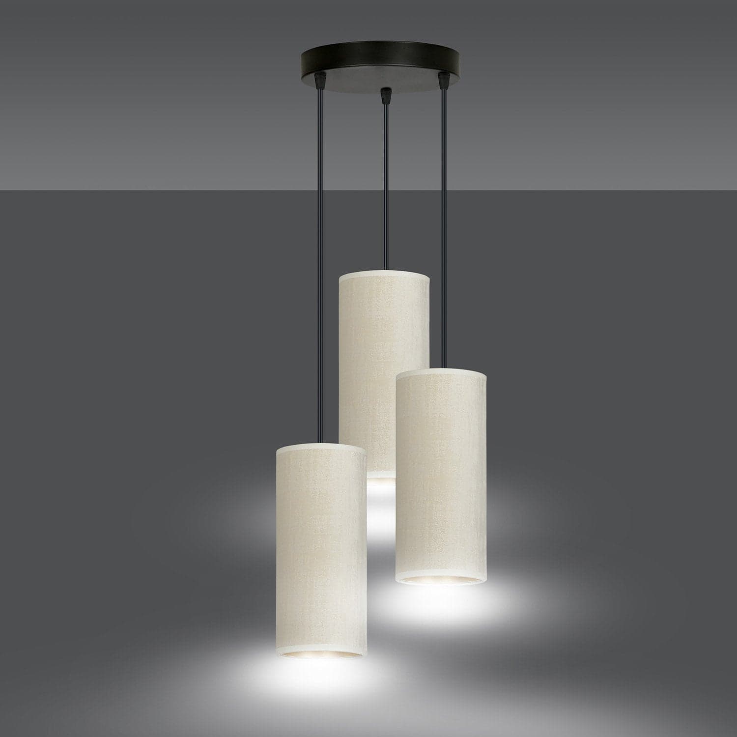 Sospensione Tonda 3 Luci Bente In Acciaio Nero E Paralumi Bianco E Oro in Lampade a sospensione LuceArt - Montecorvino Pugliano, commercioVirtuoso.it