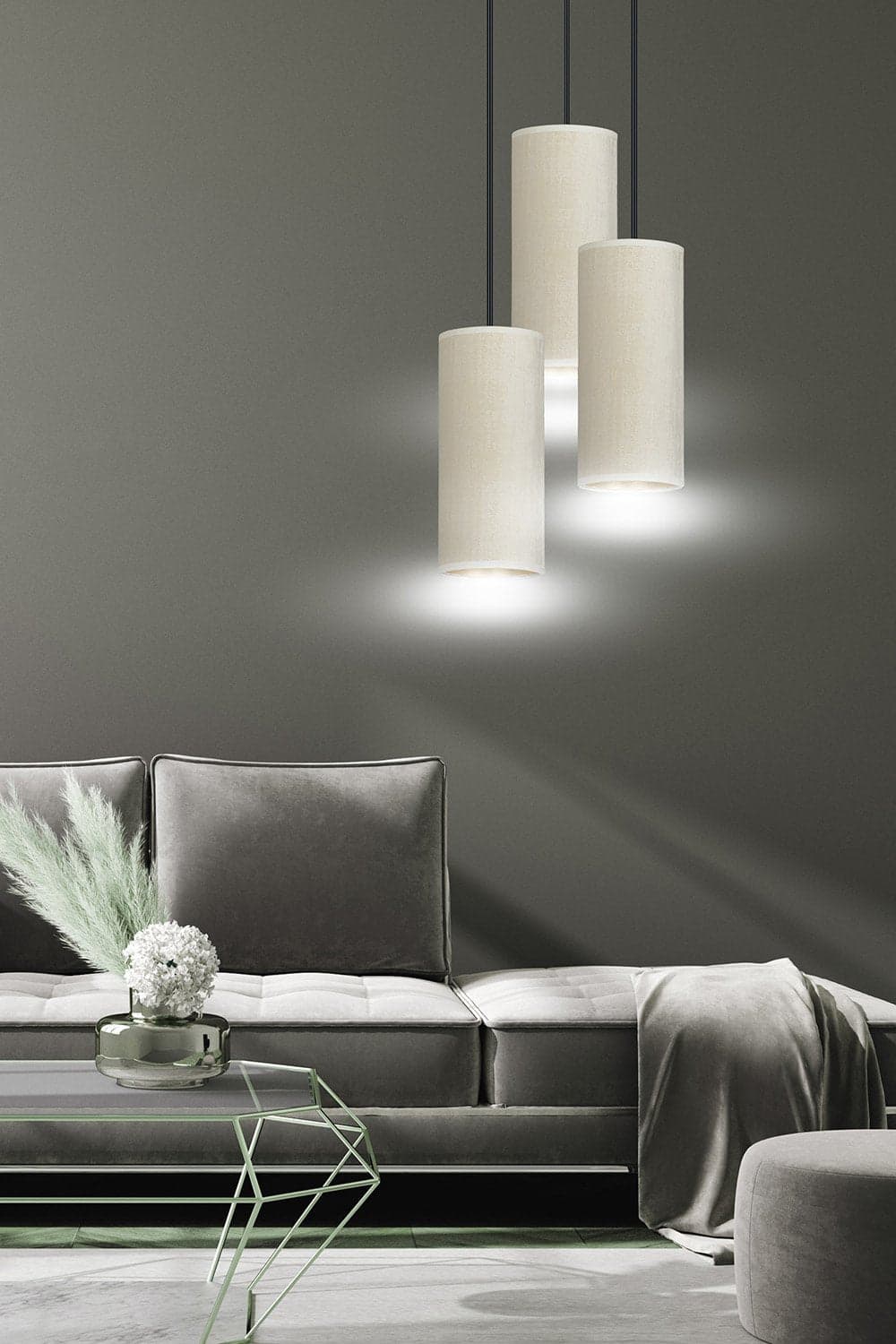 Sospensione Tonda 3 Luci Bente In Acciaio Nero E Paralumi Bianco E Oro in Lampade a sospensione LuceArt - Montecorvino Pugliano, commercioVirtuoso.it