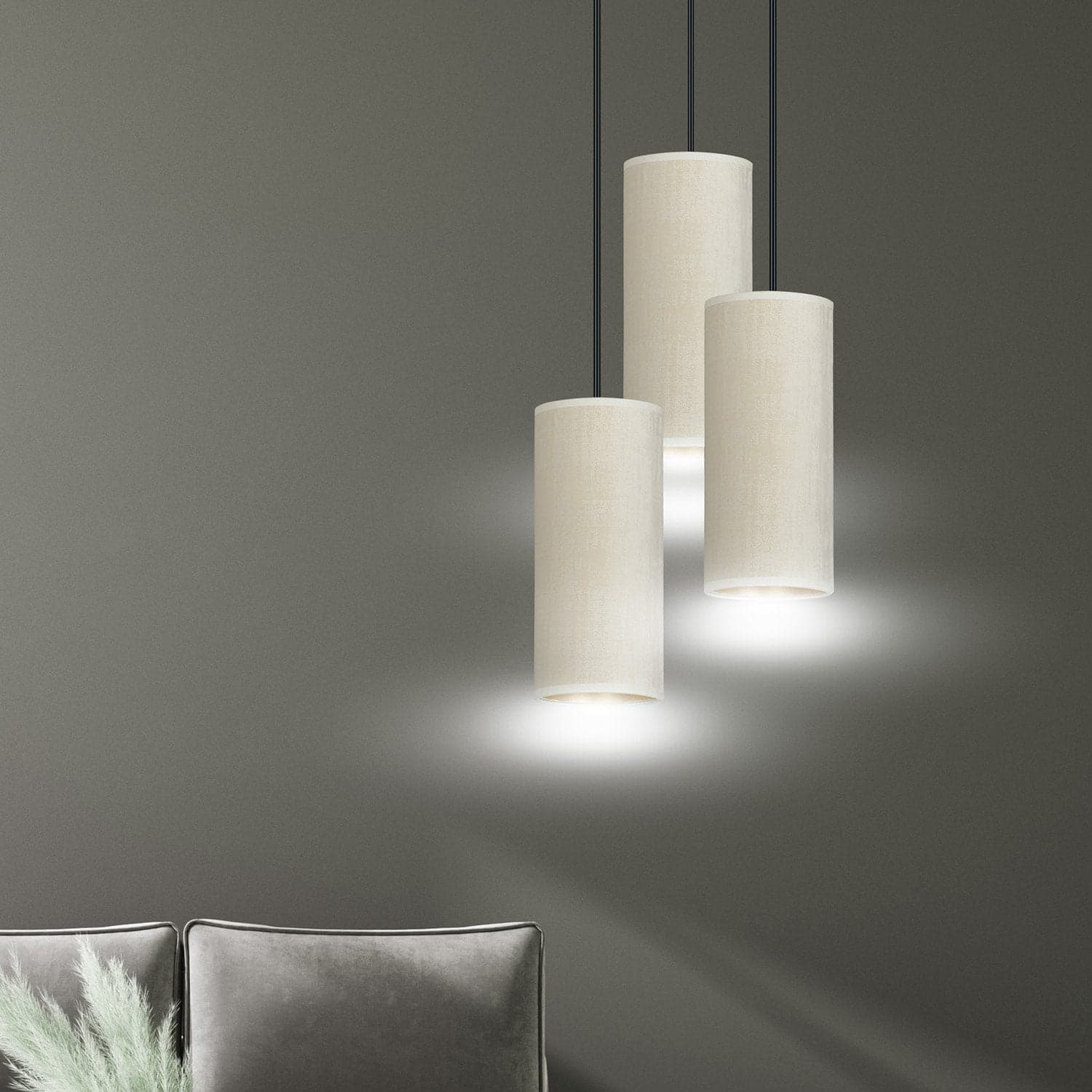 Sospensione Tonda 3 Luci Bente In Acciaio Nero E Paralumi Bianco E Oro in Lampade a sospensione LuceArt - Montecorvino Pugliano, commercioVirtuoso.it