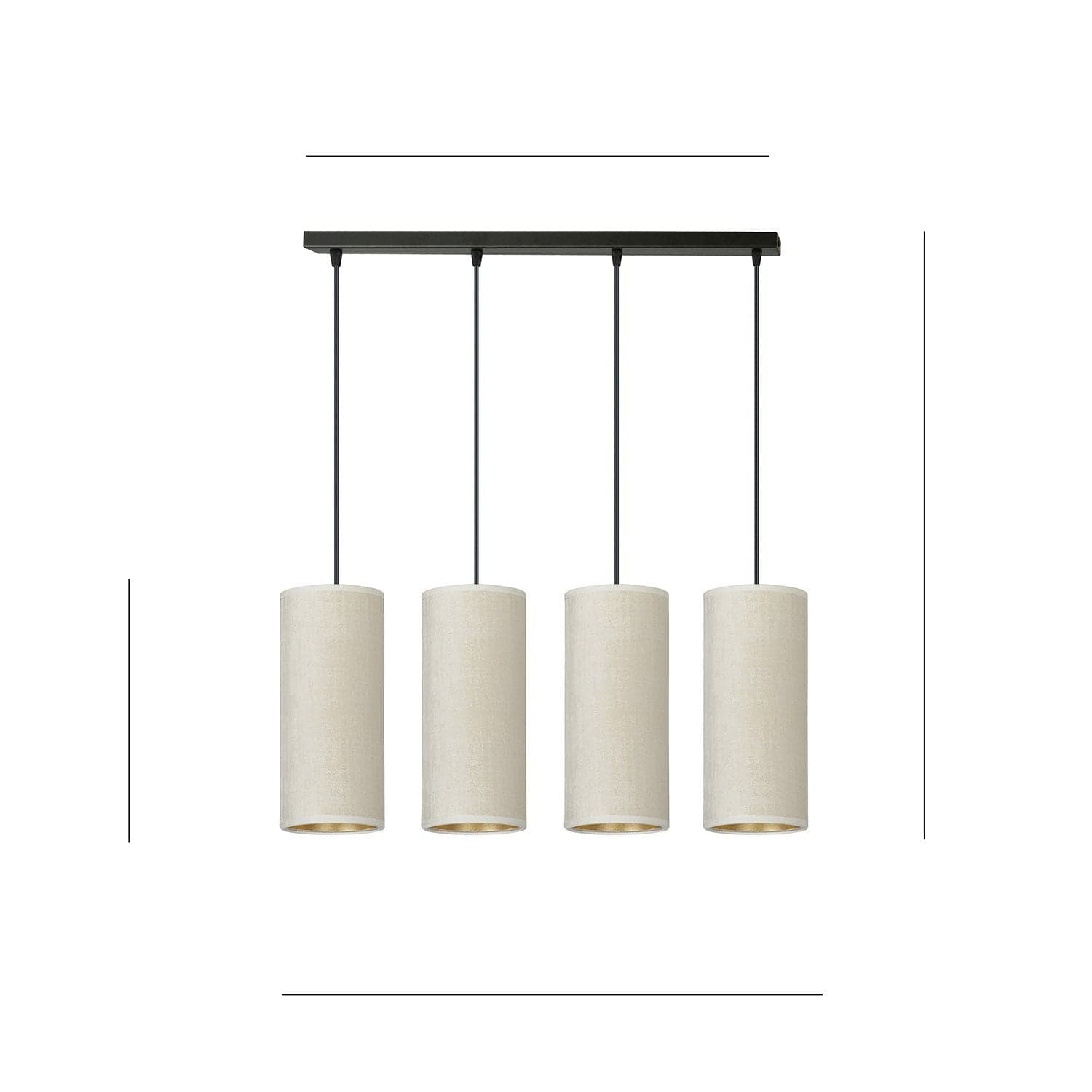 Sospensione 4 Luci Bente In Acciaio Nero E Paralumi Bianco E Oro in Lampade a sospensione LuceArt - Montecorvino Pugliano, commercioVirtuoso.it