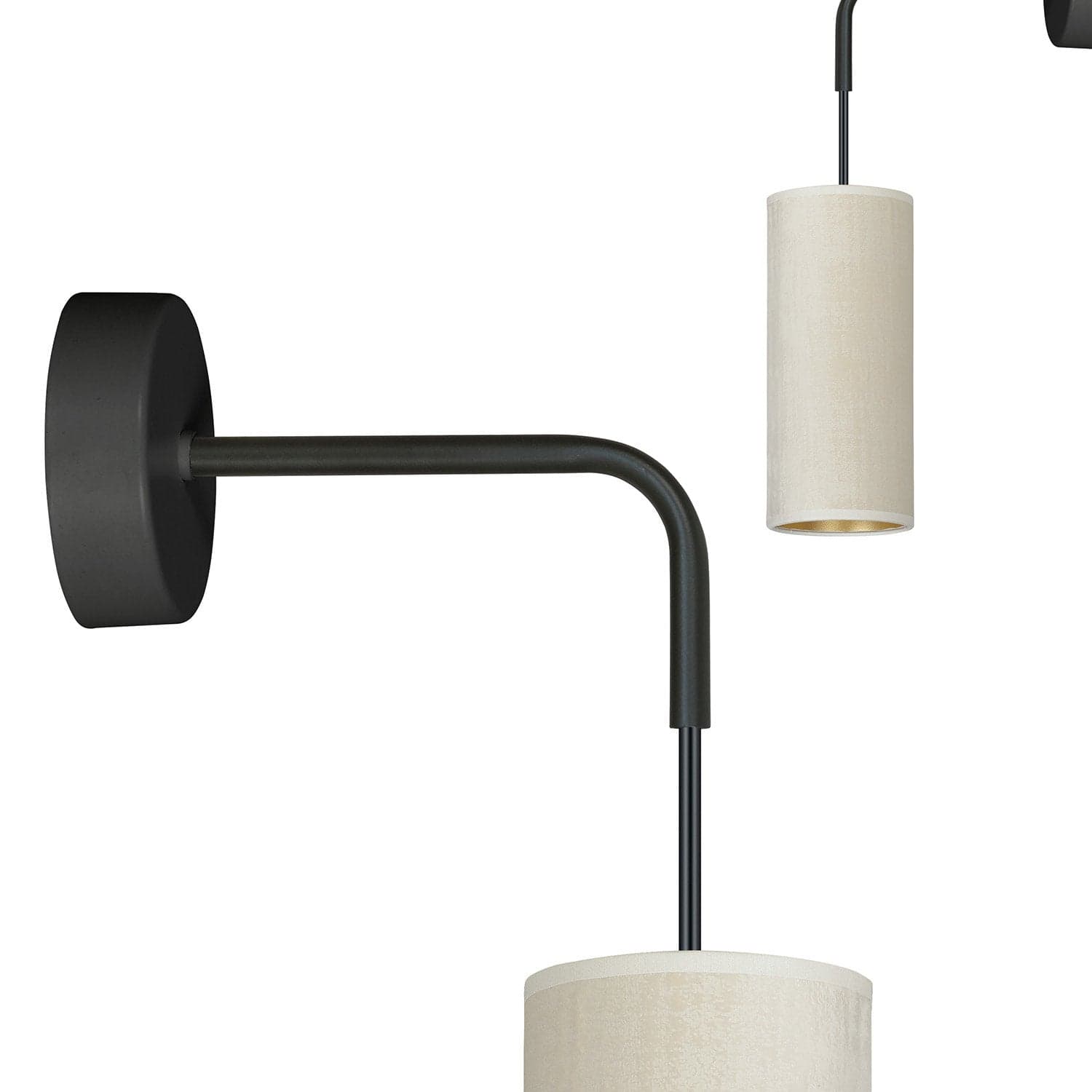 Applique 1 Luce Bente In Acciaio Nero E Paralume Bianco E Oro in Applique LuceArt - Montecorvino Pugliano, commercioVirtuoso.it