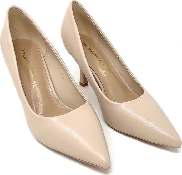 Francesco Milano décolleté in pelle beige A08 01A in Scarpe col tacco Teresi Calzature - Marsala, commercioVirtuoso.it