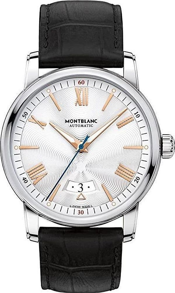 MONTBLANC - OROLOGIO  BLACK ALLIGATOR LEATHER BAND AUTOMATIC WATCH