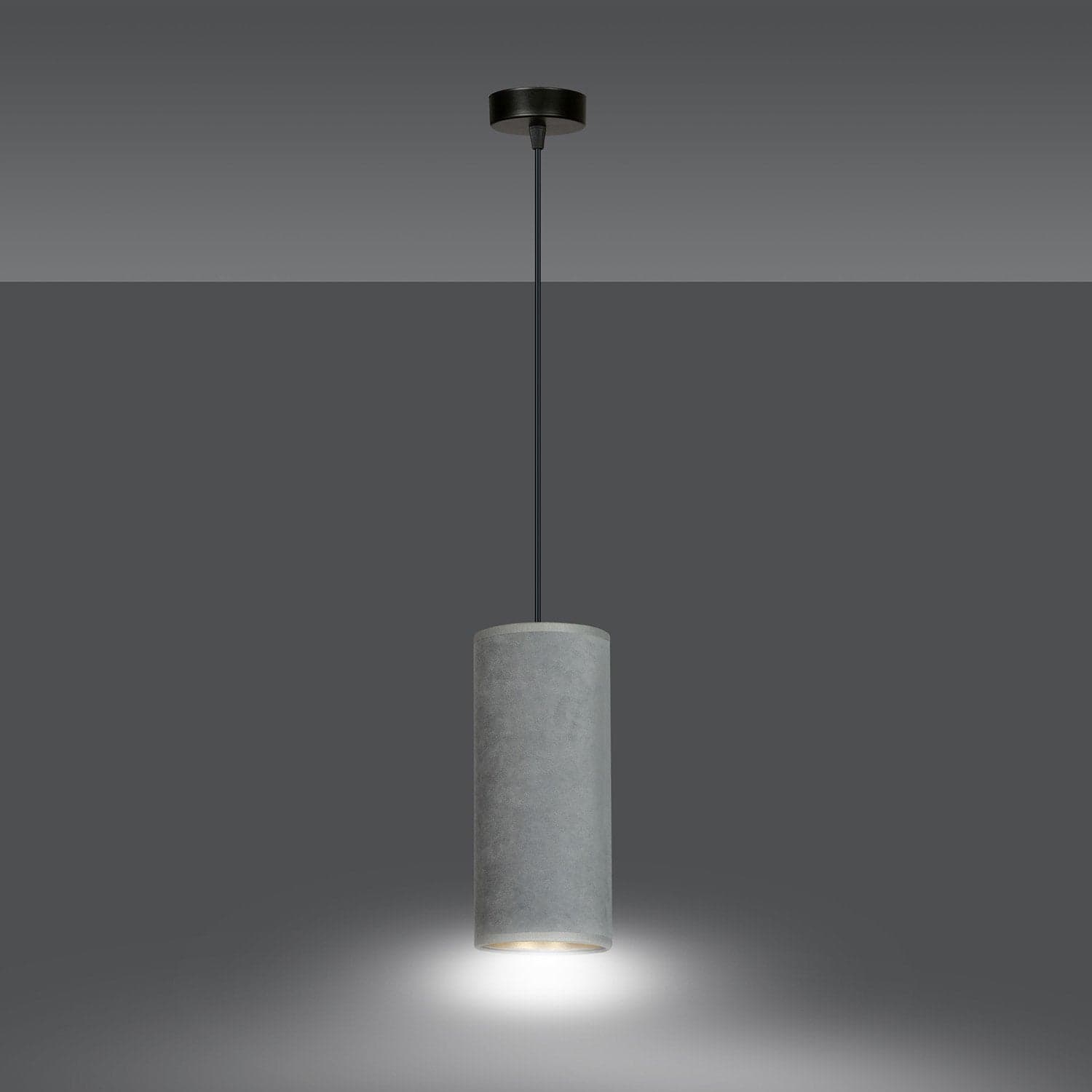 Sospensione 1 Luce Bente In Acciaio Nero E Paralume Grigio E Oro in Lampade a sospensione LuceArt - Montecorvino Pugliano, commercioVirtuoso.it