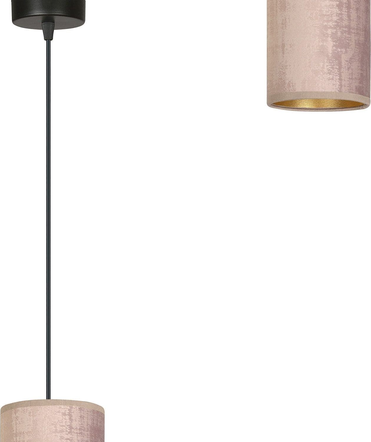 Sospensione 1 Luce Bente In Acciaio Nero E Paralume Rosa E Oro in Lampade a sospensione LuceArt - Montecorvino Pugliano, commercioVirtuoso.it