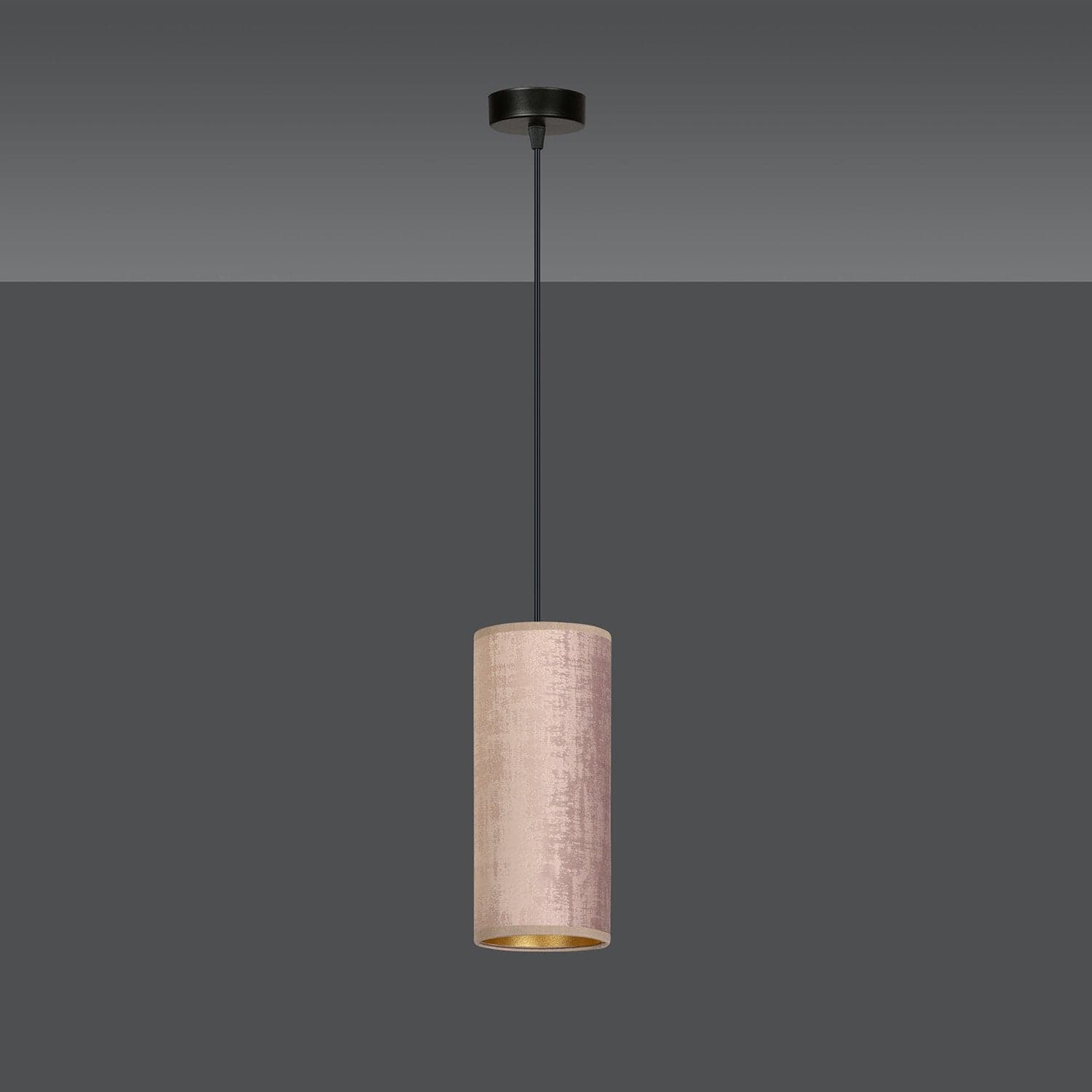 Sospensione 1 Luce Bente In Acciaio Nero E Paralume Rosa E Oro in Lampade a sospensione LuceArt - Montecorvino Pugliano, commercioVirtuoso.it