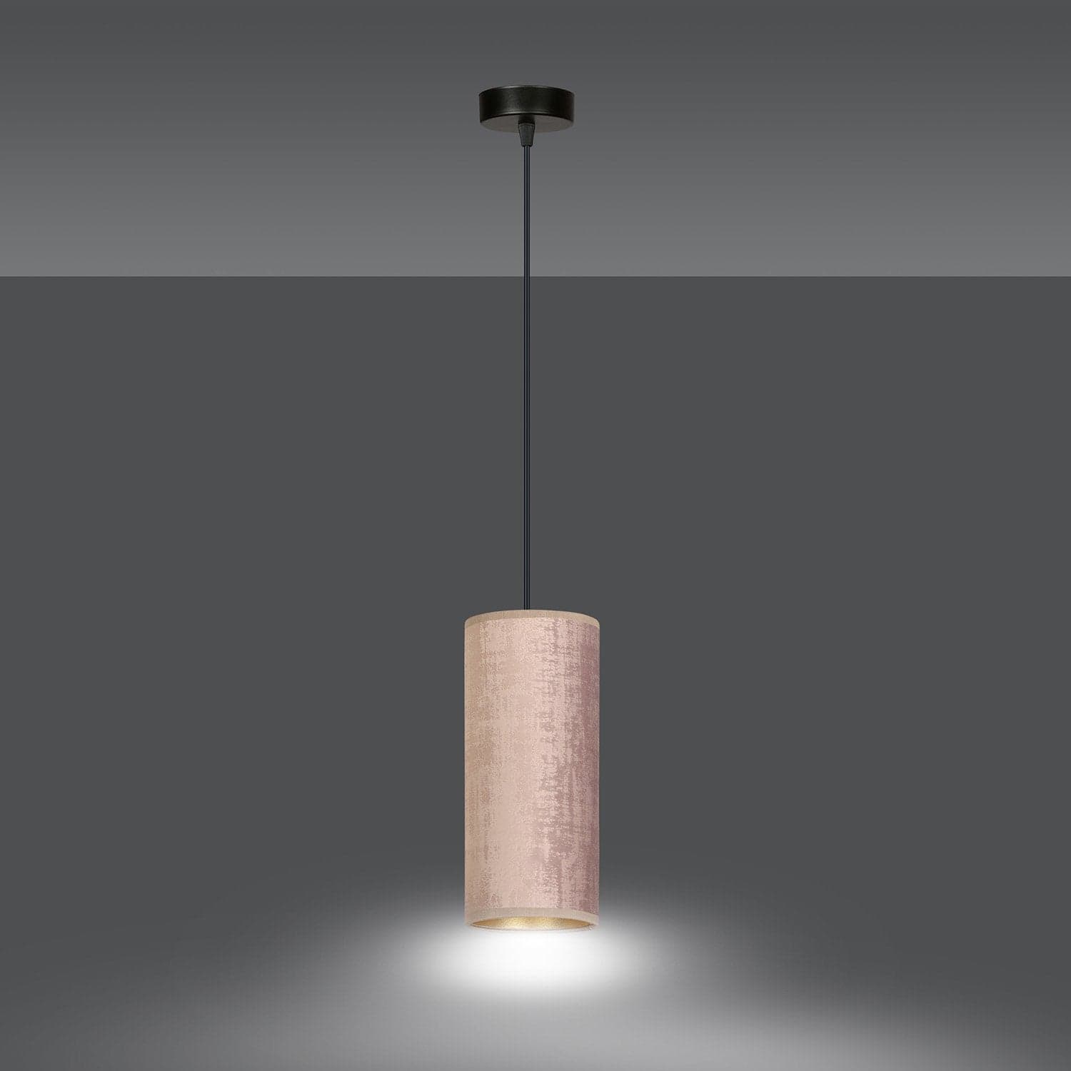 Sospensione 1 Luce Bente In Acciaio Nero E Paralume Rosa E Oro in Lampade a sospensione LuceArt - Montecorvino Pugliano, commercioVirtuoso.it