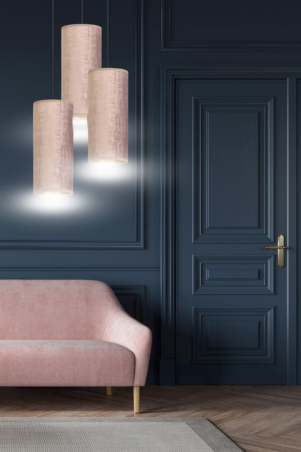 Sospensione Tonda 3 Luci Bente In Acciaio Nero E Paralumi Rosa E Oro in Lampade a sospensione LuceArt - Montecorvino Pugliano, commercioVirtuoso.it