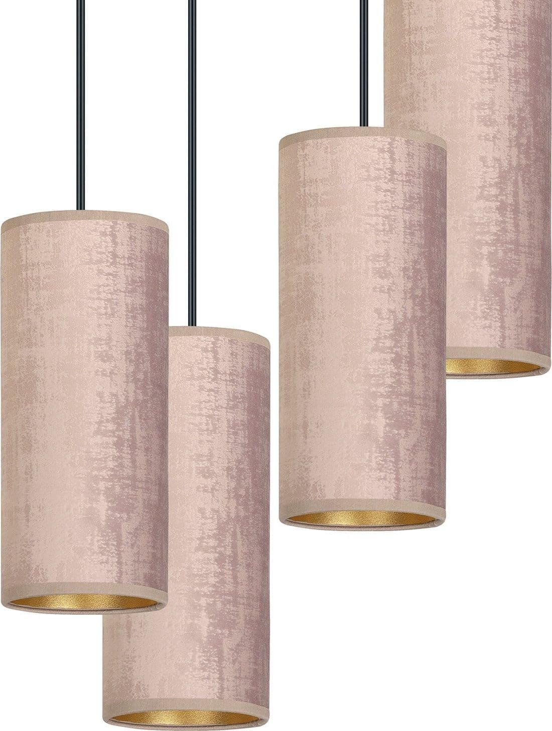 Sospensione Tonda 4 Luci Bente In Acciaio Nero E Paralumi Rosa E Oro in Lampade a sospensione LuceArt - Montecorvino Pugliano, commercioVirtuoso.it