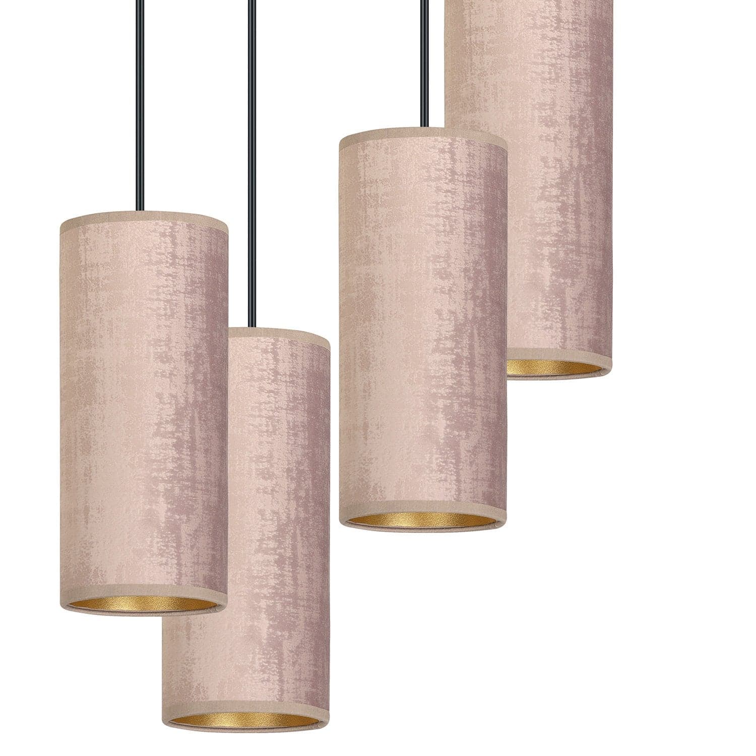 Sospensione Tonda 4 Luci Bente In Acciaio Nero E Paralumi Rosa E Oro in Lampade a sospensione LuceArt - Montecorvino Pugliano, commercioVirtuoso.it