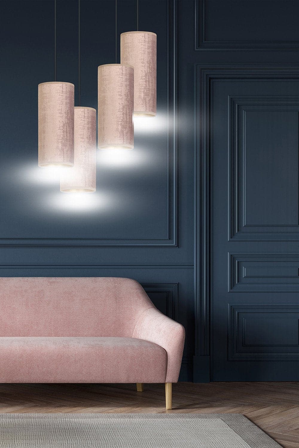 Sospensione Tonda 4 Luci Bente In Acciaio Nero E Paralumi Rosa E Oro in Lampade a sospensione LuceArt - Montecorvino Pugliano, commercioVirtuoso.it