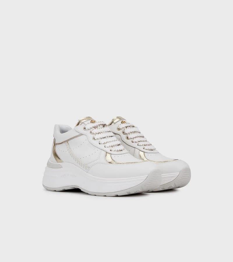Janet & Janet sneakers donna in pelle white/gold J-060 79 in Sneaker casual Teresi Calzature - Marsala, commercioVirtuoso.it