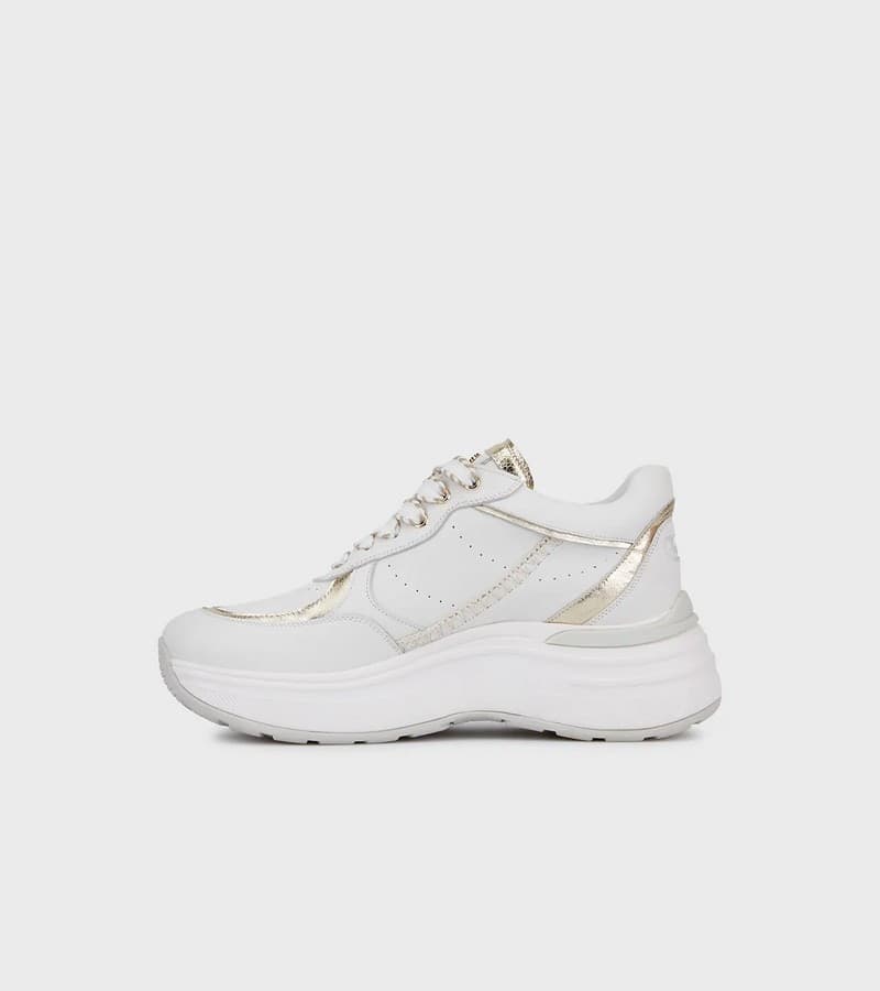 Janet & Janet sneakers donna in pelle white/gold J-060 79 in Sneaker casual Teresi Calzature - Marsala, commercioVirtuoso.it