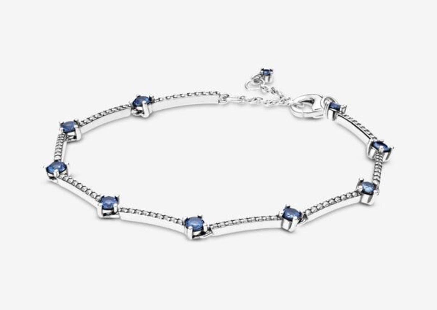 Pandora - Bracciale  Pandora Barre scintillanti blu con pavé