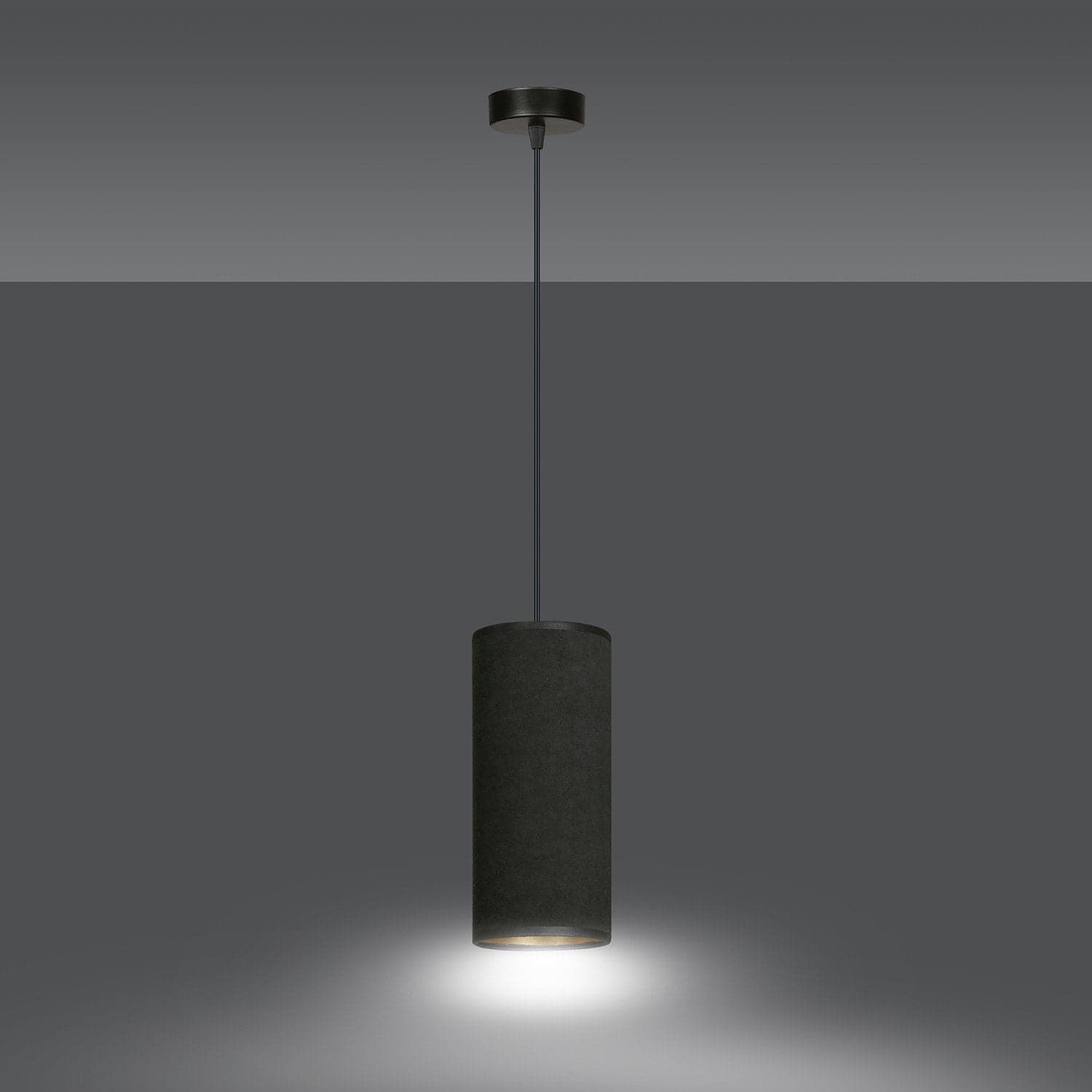 Sospensione 1 Luce Bente In Acciaio Nero E Paralume Nero E Oro in Lampade a sospensione LuceArt - Montecorvino Pugliano, commercioVirtuoso.it
