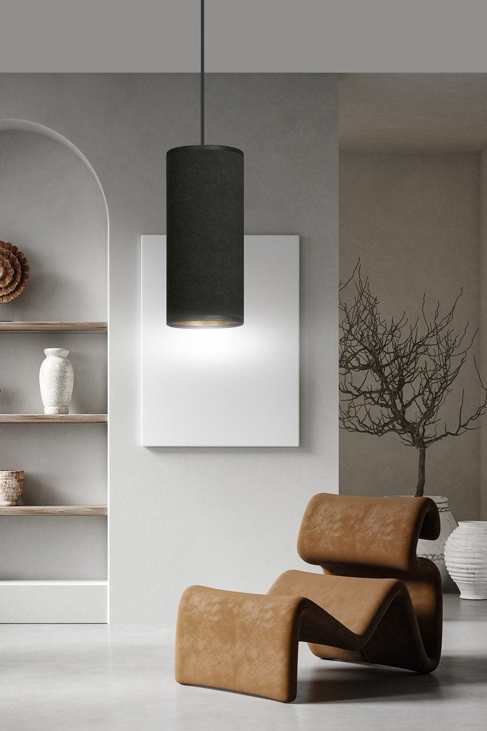 Sospensione 1 Luce Bente In Acciaio Nero E Paralume Nero E Oro in Lampade a sospensione LuceArt - Montecorvino Pugliano, commercioVirtuoso.it