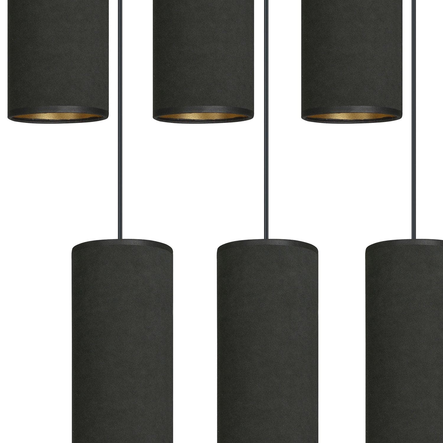 Sospensione 3 Luci Bente In Acciaio Nero E Paralumi Nero E Oro in Lampade a sospensione LuceArt - Montecorvino Pugliano, commercioVirtuoso.it