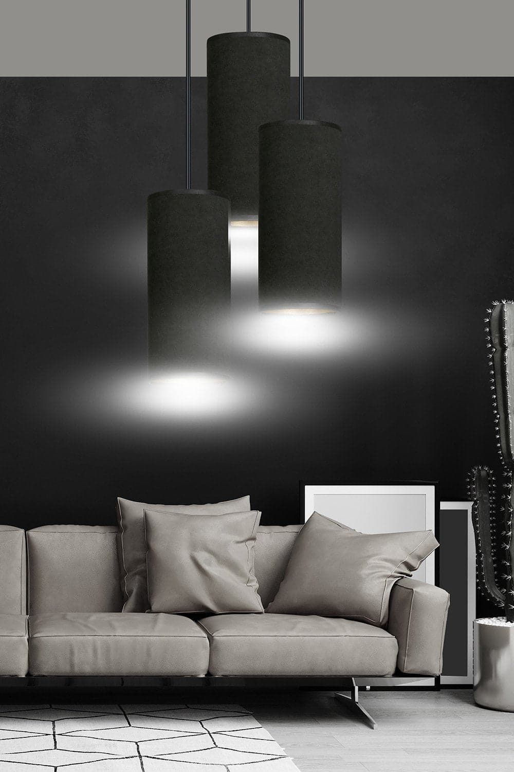 Sospensione Tonda 3 Luci Bente In Acciaio Nero E Paralumi Nero E Oro in Lampade a sospensione LuceArt - Montecorvino Pugliano, commercioVirtuoso.it