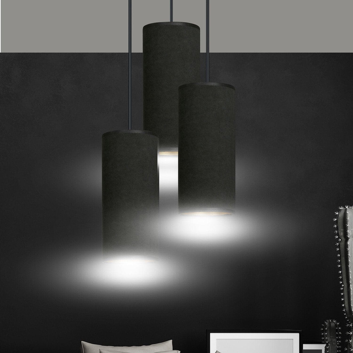Sospensione Tonda 3 Luci Bente In Acciaio Nero E Paralumi Nero E Oro in Lampade a sospensione LuceArt - Montecorvino Pugliano, commercioVirtuoso.it