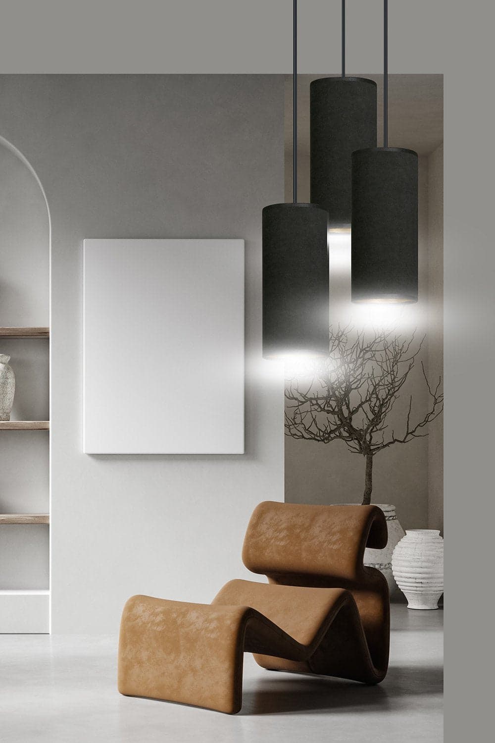 Sospensione Tonda 3 Luci Bente In Acciaio Nero E Paralumi Nero E Oro in Lampade a sospensione LuceArt - Montecorvino Pugliano, commercioVirtuoso.it