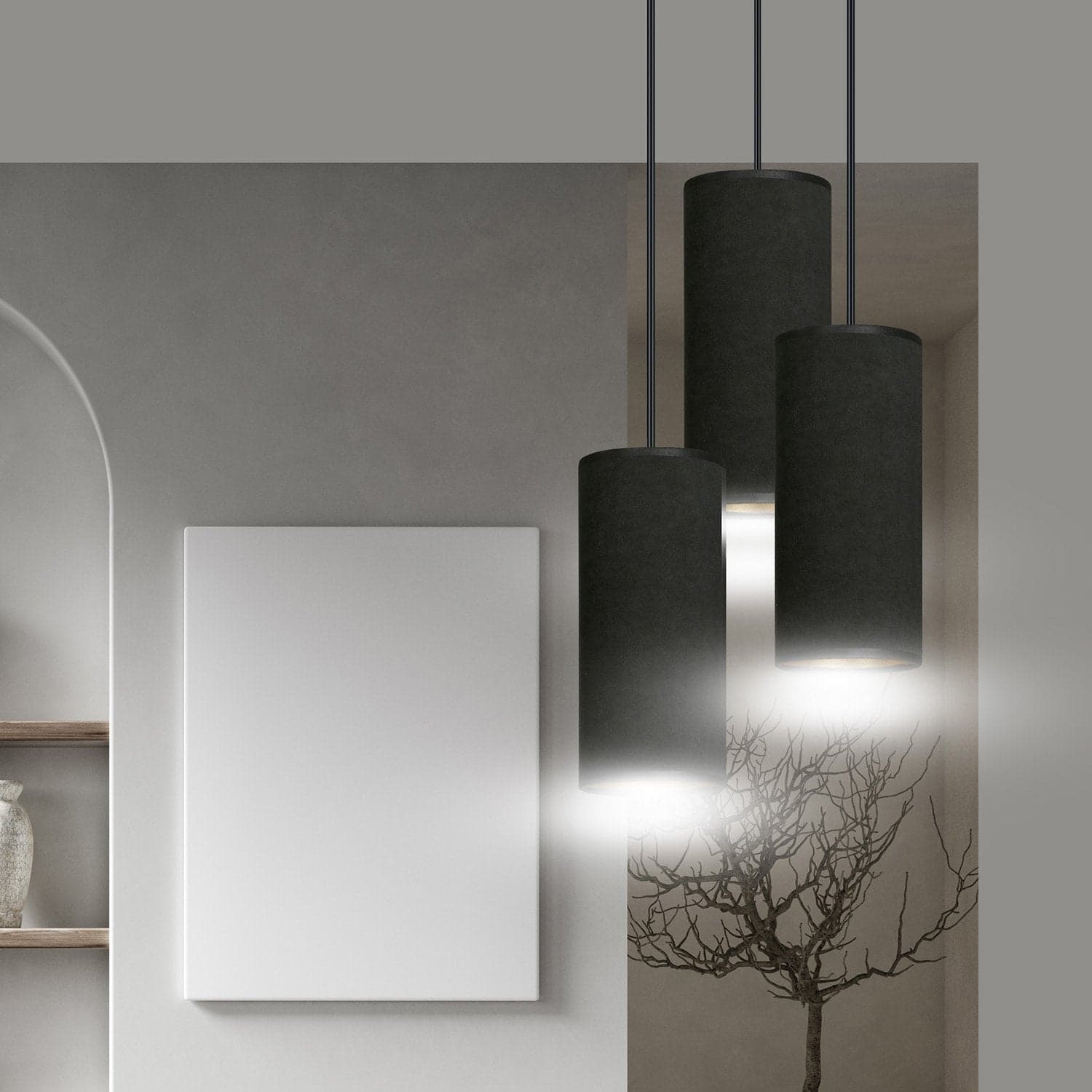 Sospensione Tonda 3 Luci Bente In Acciaio Nero E Paralumi Nero E Oro in Lampade a sospensione LuceArt - Montecorvino Pugliano, commercioVirtuoso.it