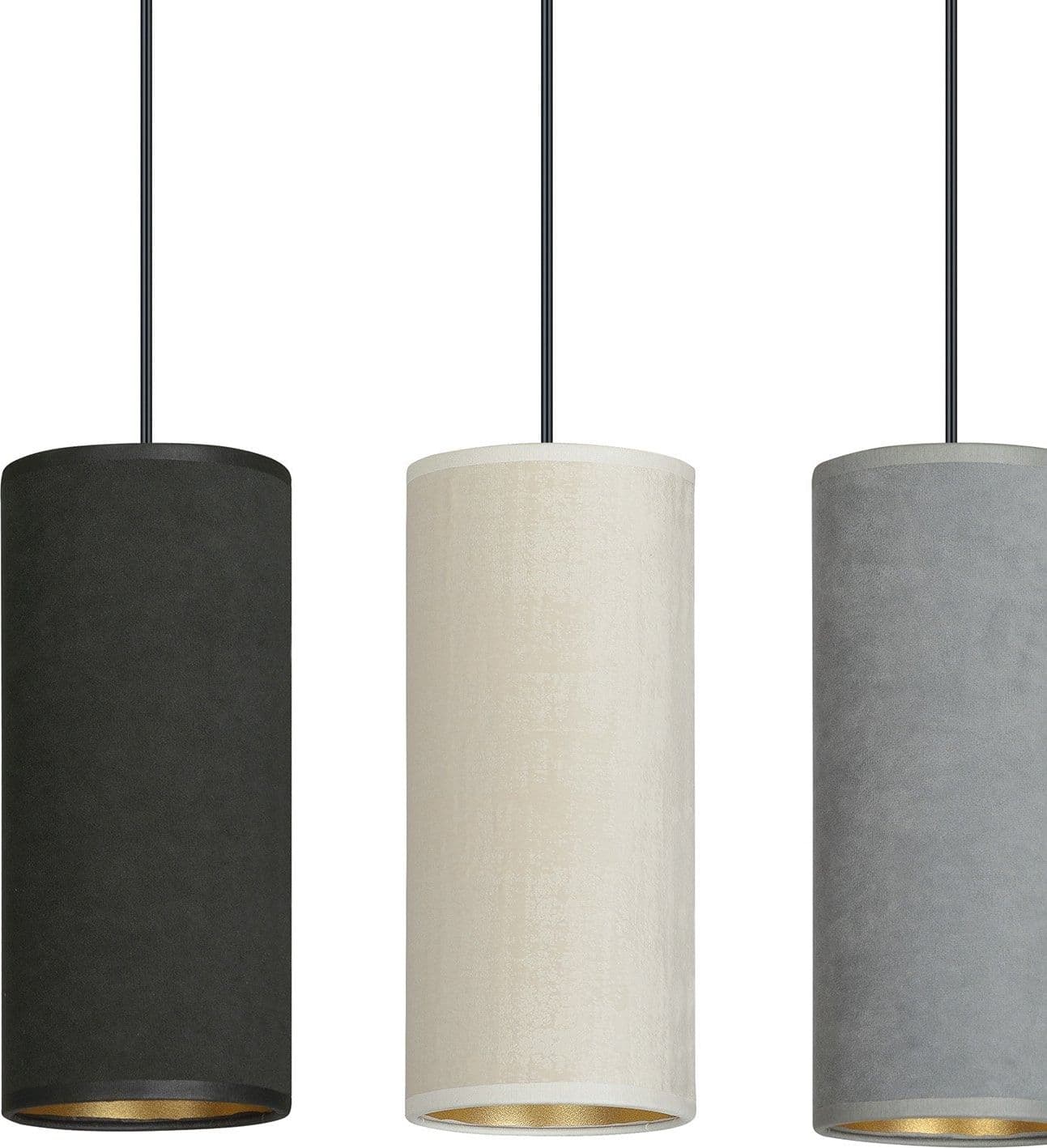 Sospensione 3 Luci Bente In Acciaio Nero E Paralumi Nero Grigio Bianco in Lampade a sospensione LuceArt - Montecorvino Pugliano, commercioVirtuoso.it