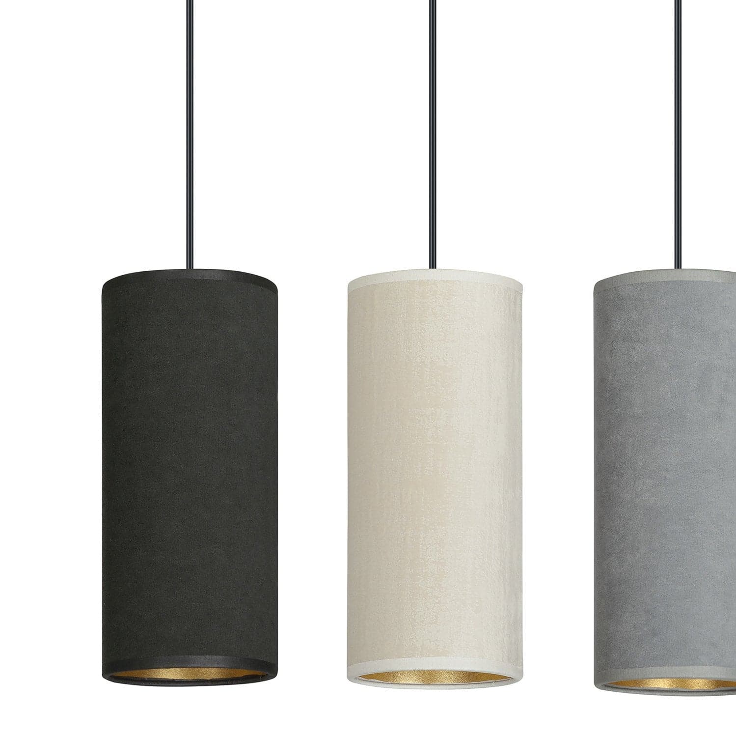 Sospensione 3 Luci Bente In Acciaio Nero E Paralumi Nero Grigio Bianco in Lampade a sospensione LuceArt - Montecorvino Pugliano, commercioVirtuoso.it