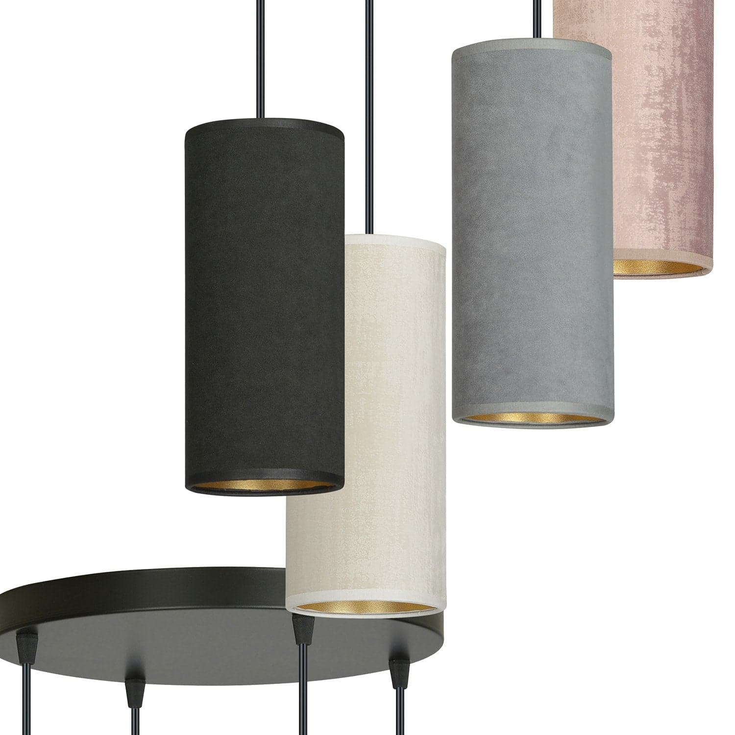 Sospensione 4 Tonda Luci Bente Acciaio Nero E Paralumi Nero Grigio Bianco Rosa in Lampade a sospensione LuceArt - Montecorvino Pugliano, commercioVirtuoso.it