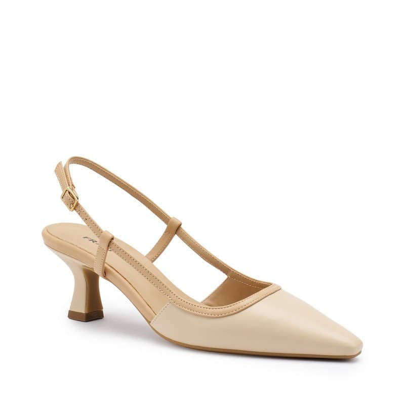 Frau slingback in pelle beige con profili in contrasto 81P3 in Scarpe col tacco Teresi Calzature - Marsala, commercioVirtuoso.it