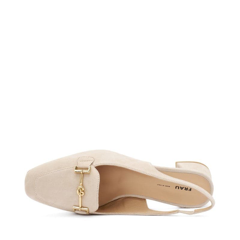 Frau slingback in camoscio ecrù con accessorio oro 92D2 in Scarpe col tacco Teresi Calzature - Marsala, commercioVirtuoso.it