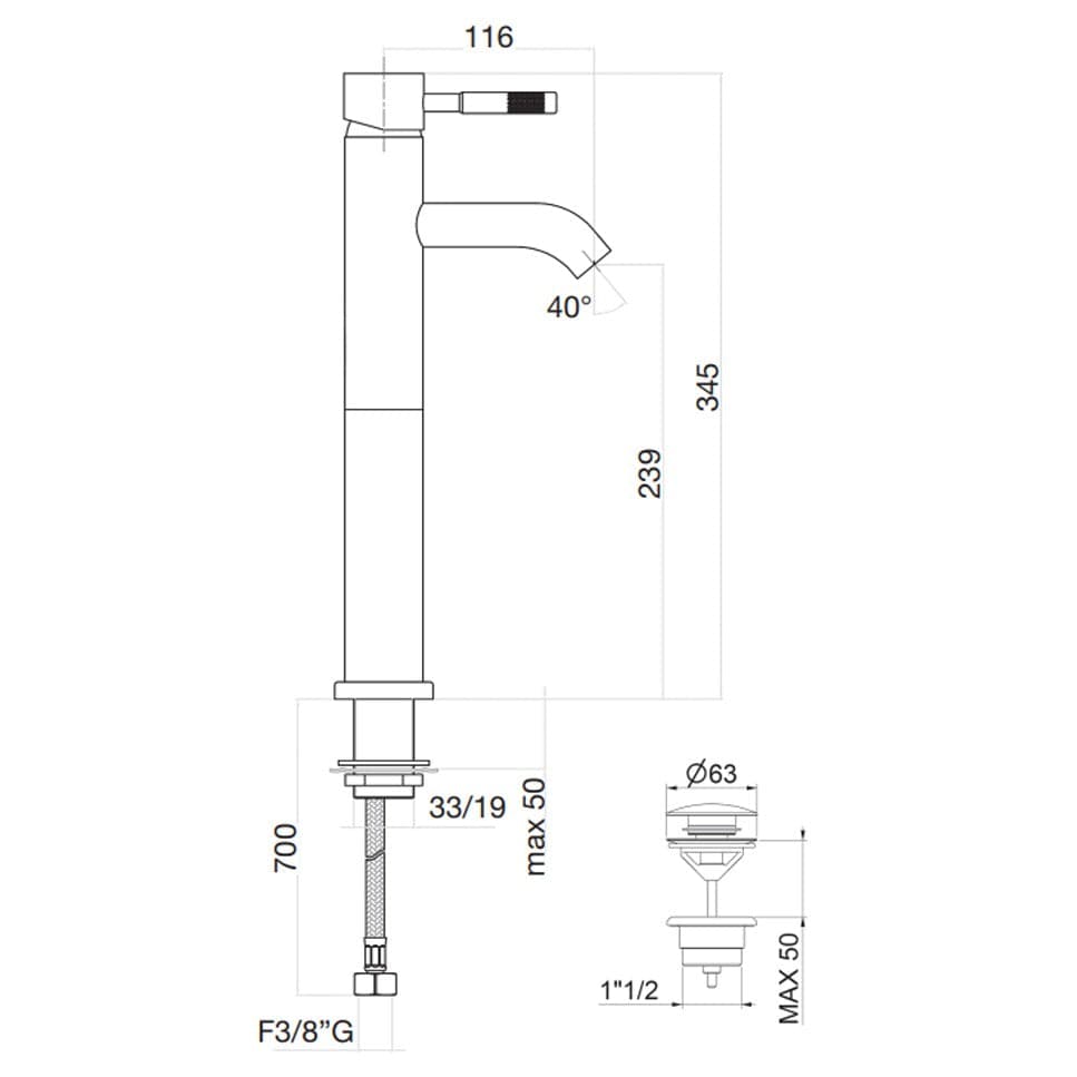Rubinetto lavabo a canna alta | Stick in Rubinetti per lavelli da cucina Mondialshop - Parabiago, commercioVirtuoso.it