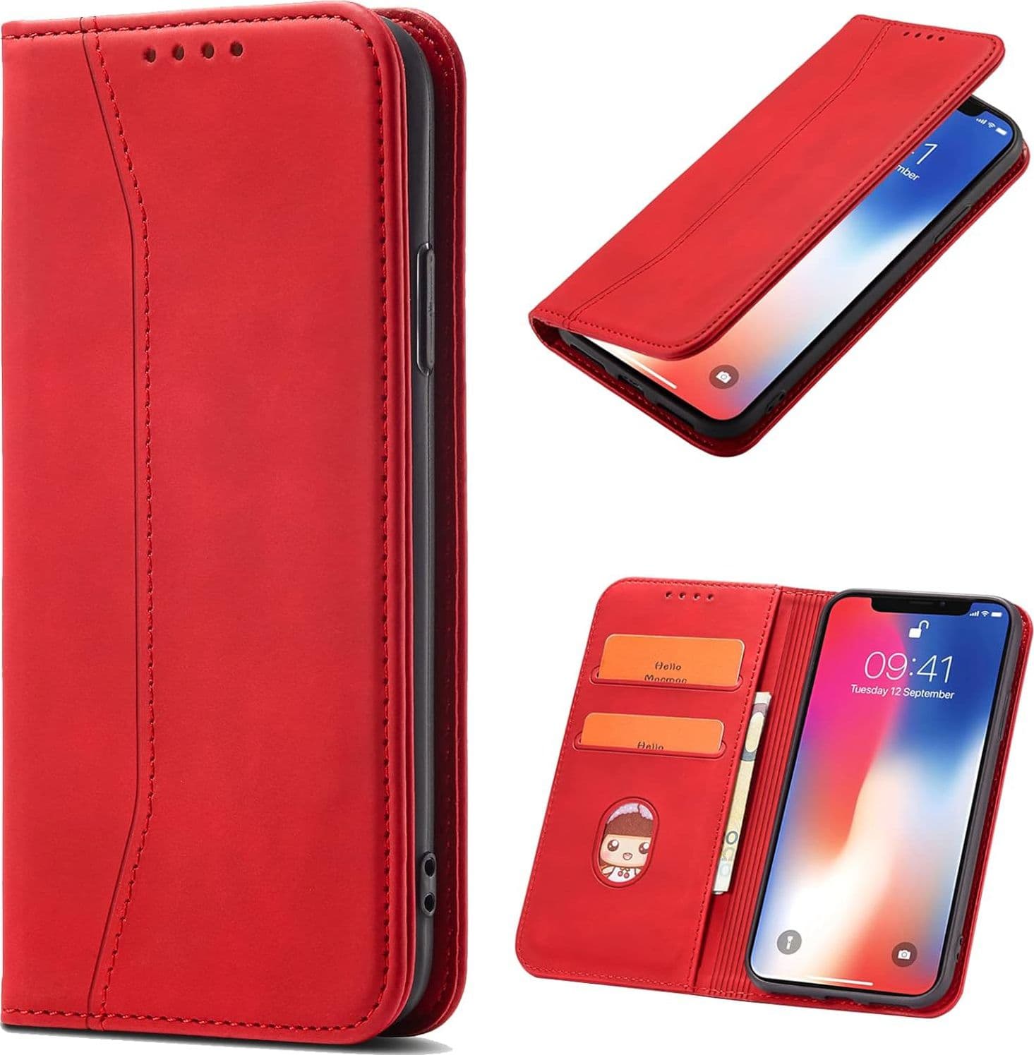 custodia a libro iphone 12 / 12 pro con porta carte di credito chiusura magnetica rossa in Portafogli Tropposmart.it - Genova, commercioVirtuoso.it