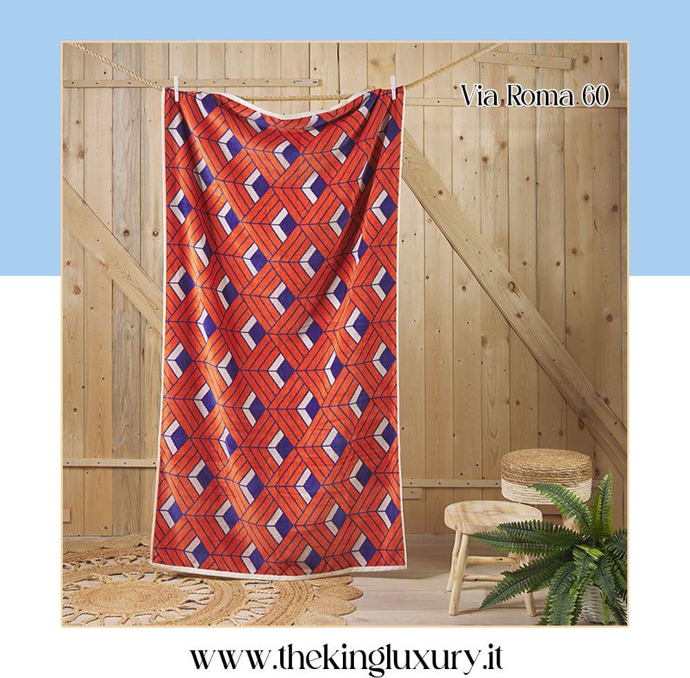 Telo mare Via Roma 60 Geometric 90X170 CM Spugna di Cotone Cimato in Teli mare The King Luxury - San Marcellino, commercioVirtuoso.it