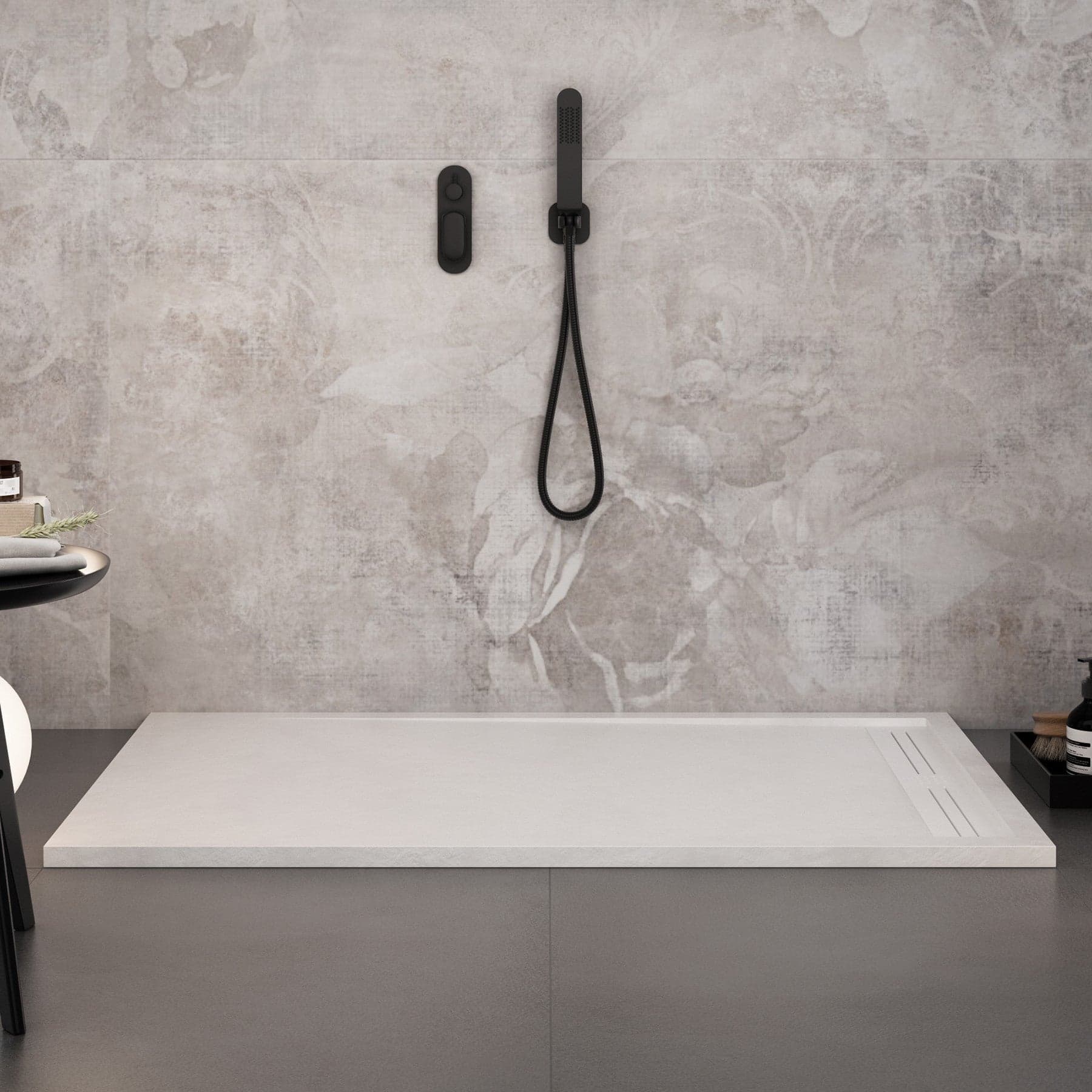 Piatto doccia in marmo resina Bianco pietra cemento GRID in Box doccia Mondialshop - Parabiago, commercioVirtuoso.it