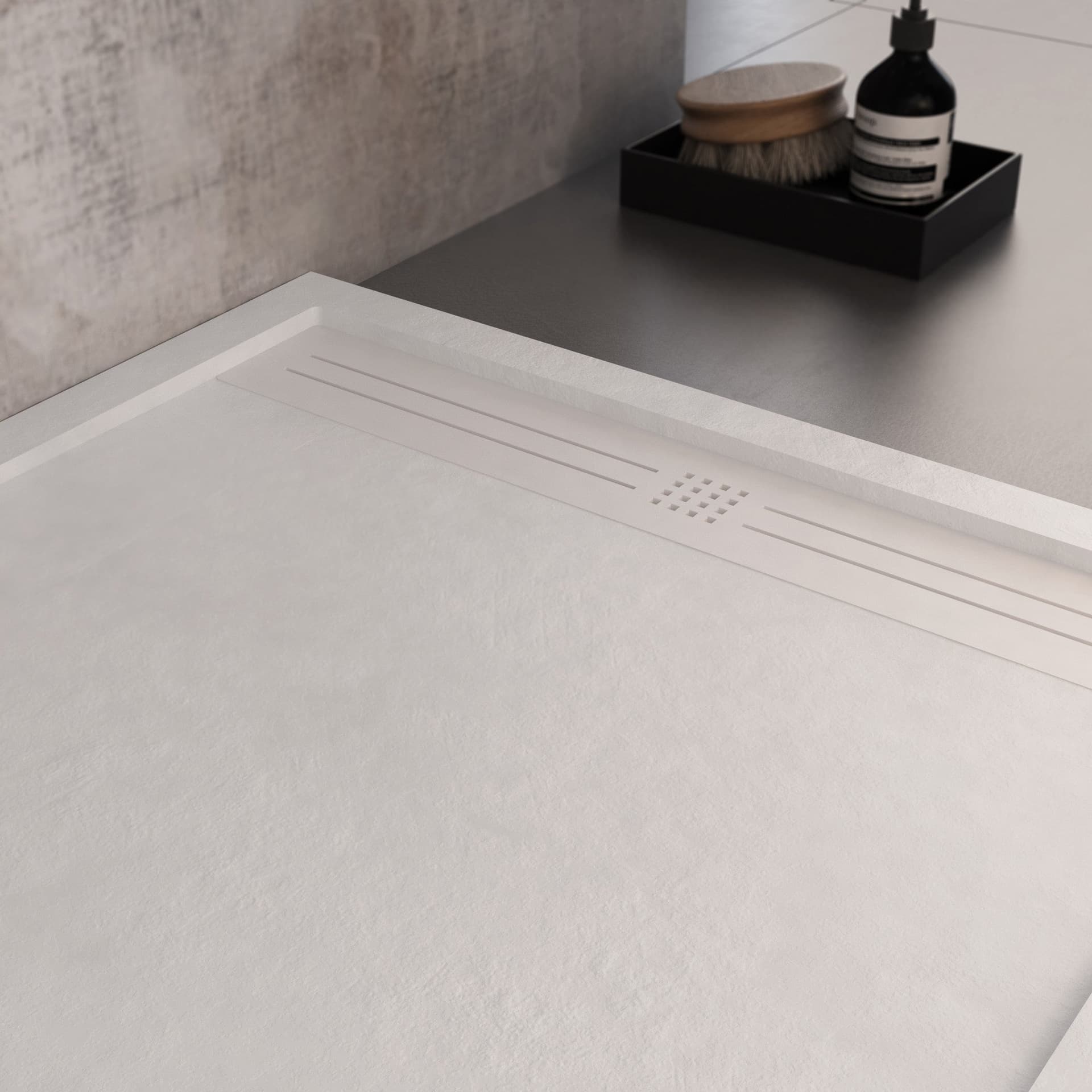 Piatto doccia in marmo resina Bianco pietra cemento GRID in Box doccia Mondialshop - Parabiago, commercioVirtuoso.it