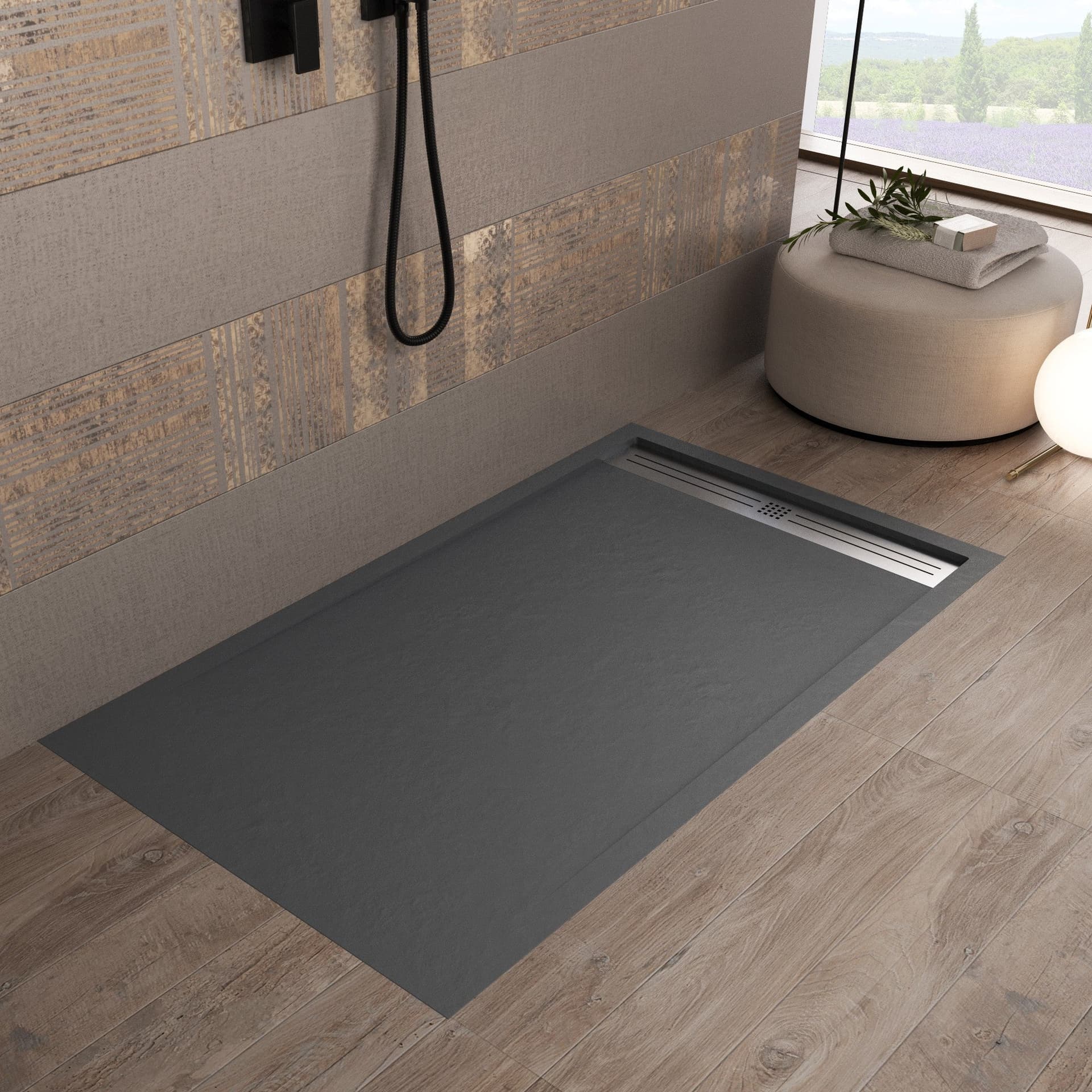Piatto doccia in marmoresina Grigio Scuro effetto pietra cemento RELAX in Box doccia Mondialshop - Parabiago, commercioVirtuoso.it