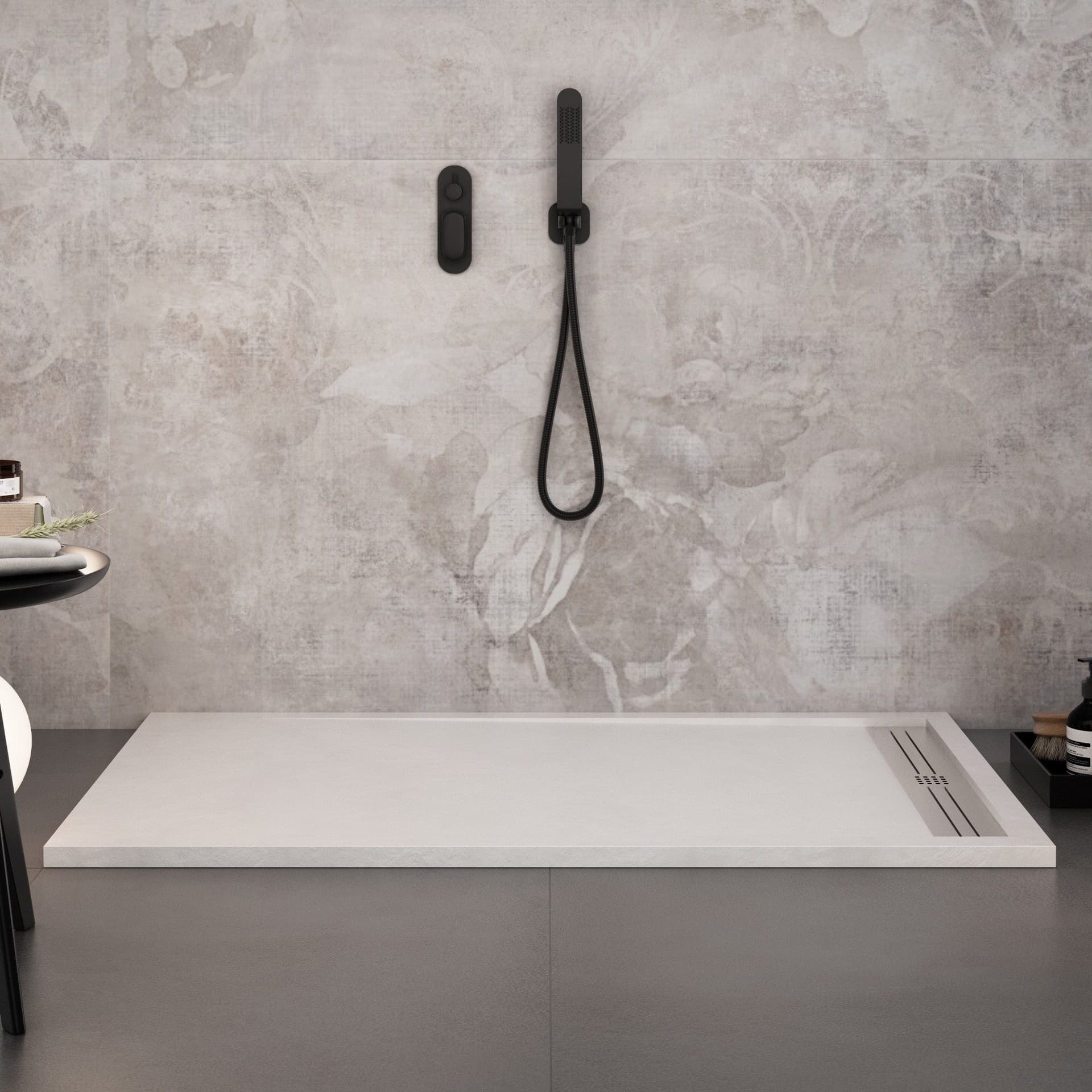 Piatto doccia in marmoresina Bianco effetto pietra cemento RELAX in Box doccia Mondialshop - Parabiago, commercioVirtuoso.it