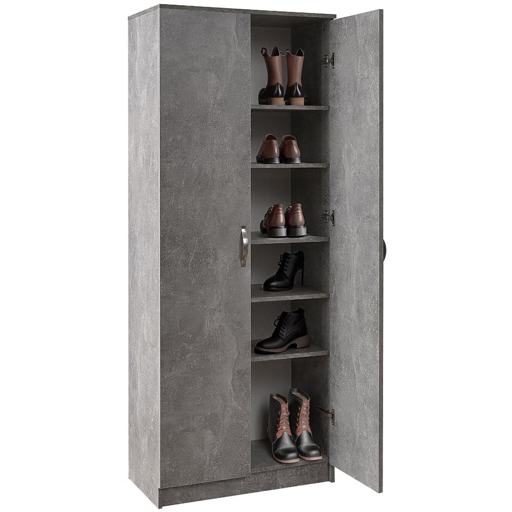 Mobile Armadio 2 Ante 71x38 H 182 cm 6 Ripiani Porta Scarpe Multiuso colore Cemento in Armadi Danyx - Casoria, commercioVirtuoso.it