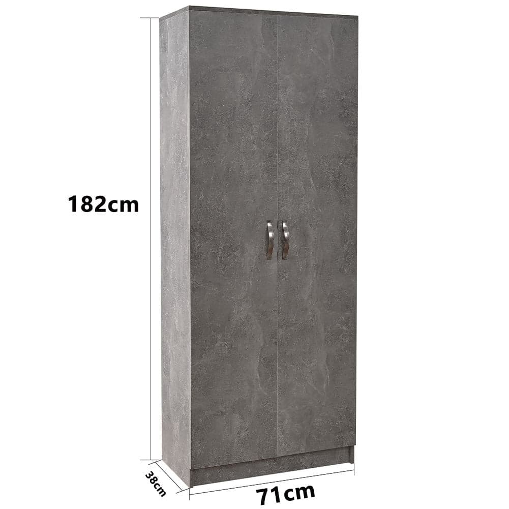 Mobile Armadio 2 Ante 71x38 H 182 cm 6 Ripiani Porta Scarpe Multiuso colore Cemento in Armadi Danyx - Casoria, commercioVirtuoso.it