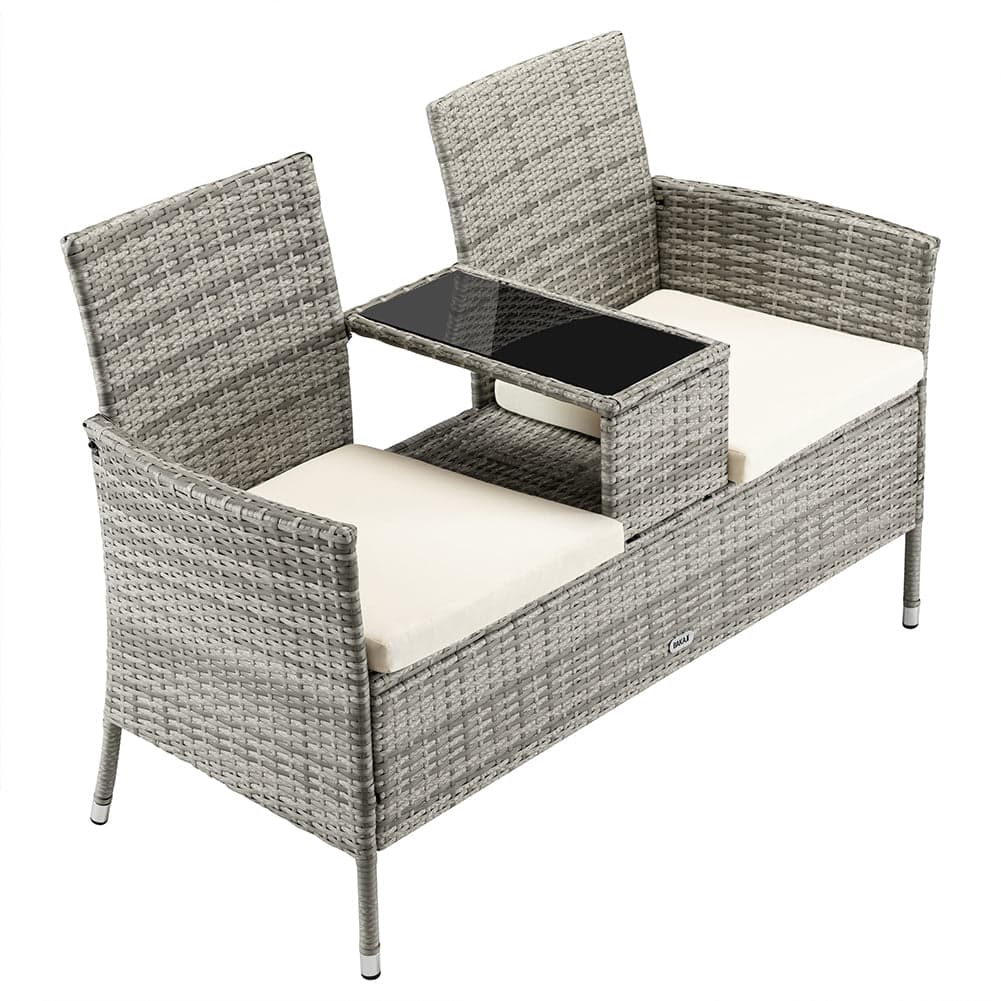 Divanetto Panca 2posti Giardino Patio Grigio in Polyrattan 123x54 H 82.5cm Hotel Bar in Panche Danyx - Casoria, commercioVirtuoso.it