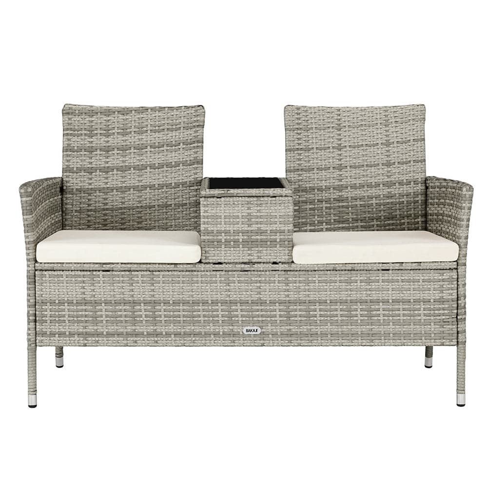 Divanetto Panca 2posti Giardino Patio Grigio in Polyrattan 123x54 H 82.5cm Hotel Bar in Panche Danyx - Casoria, commercioVirtuoso.it