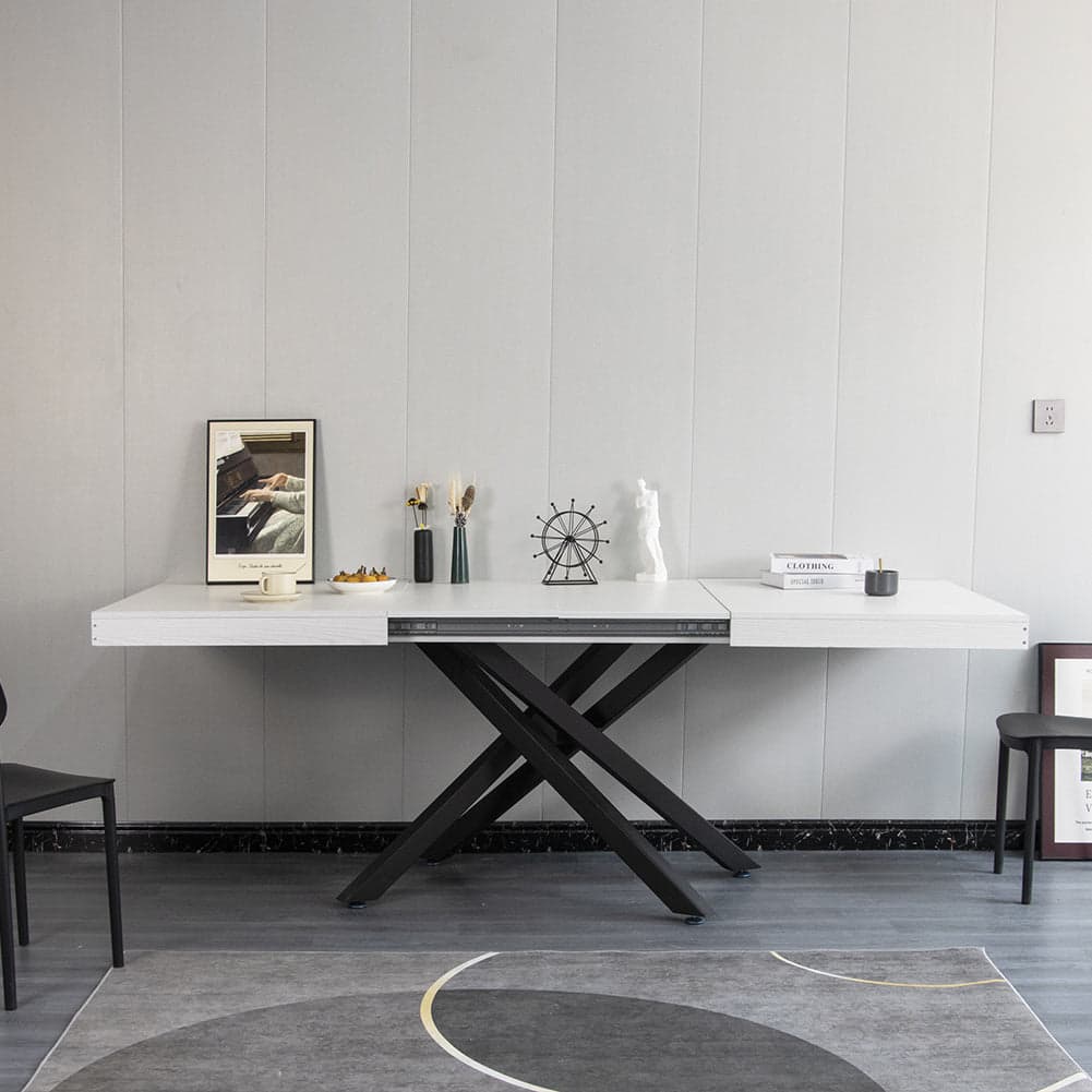 Tavolo Cucina Sala da Pranzo Allungabile Gambe a incrocio 90x140-220 cm Bianco Frassinato in Tavoli da sala da pranzo Danyx - Casoria, commercioVirtuoso.it
