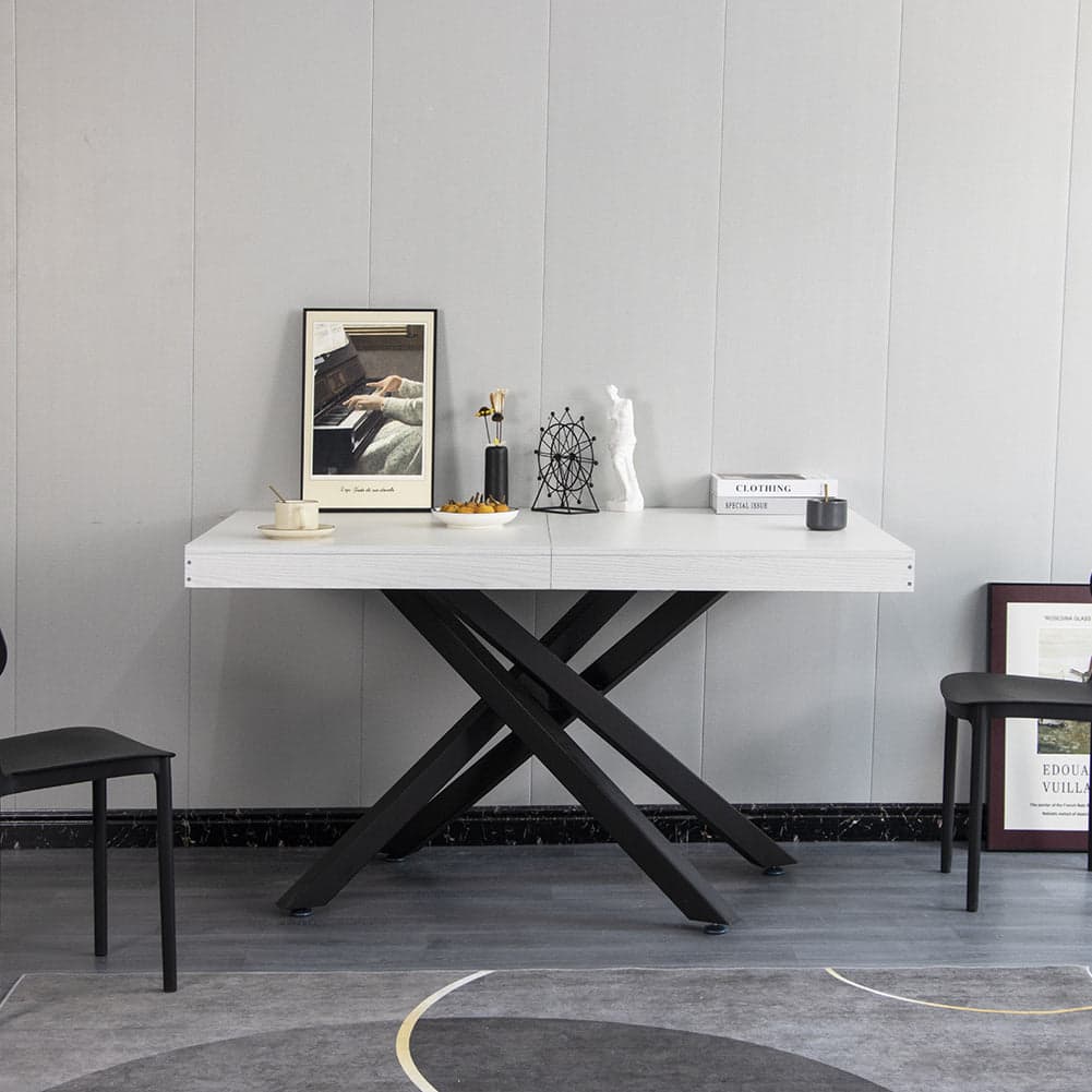 Tavolo Cucina Sala da Pranzo Allungabile Gambe a incrocio 90x140-220 cm Bianco Frassinato in Tavoli da sala da pranzo Danyx - Casoria, commercioVirtuoso.it