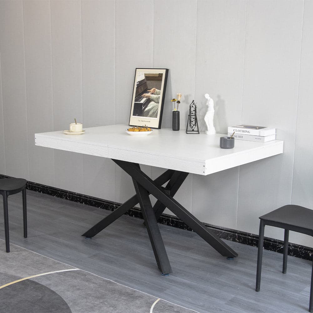 Tavolo Cucina Sala da Pranzo Allungabile Gambe a incrocio 90x140-220 cm Bianco Frassinato in Tavoli da sala da pranzo Danyx - Casoria, commercioVirtuoso.it